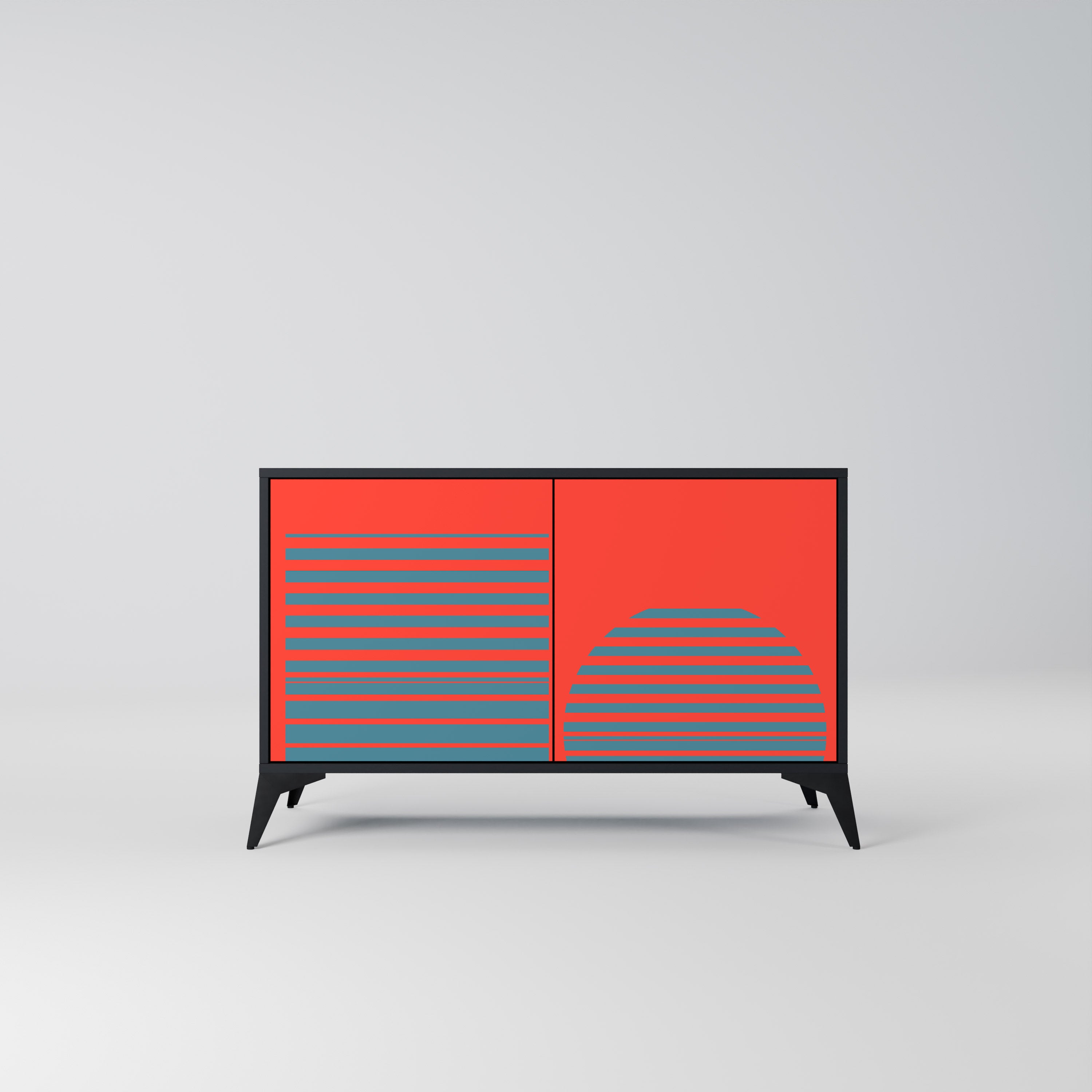 RISING GEOMETRY STARS Sideboard mit 2 Türen in Schwarz