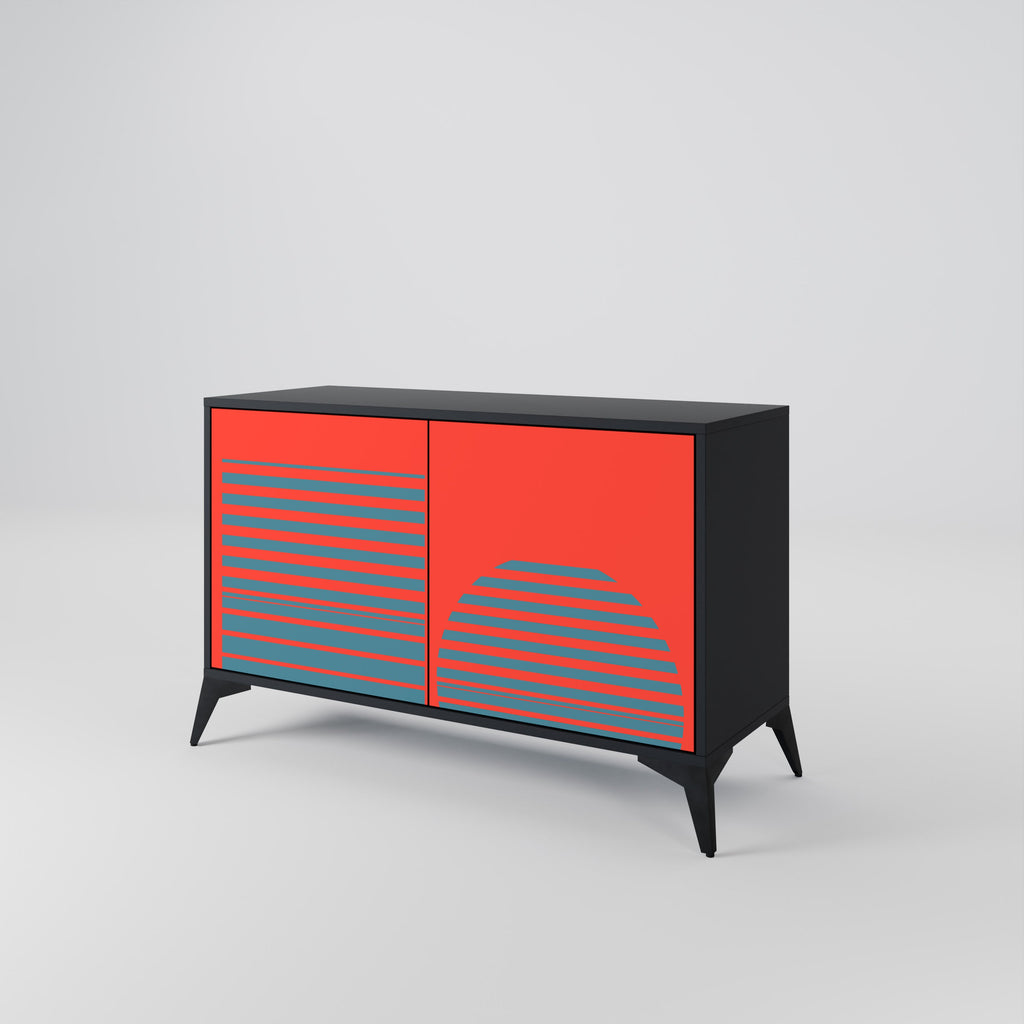 RISING GEOMETRY STARS Sideboard mit 2 Türen in Schwarz