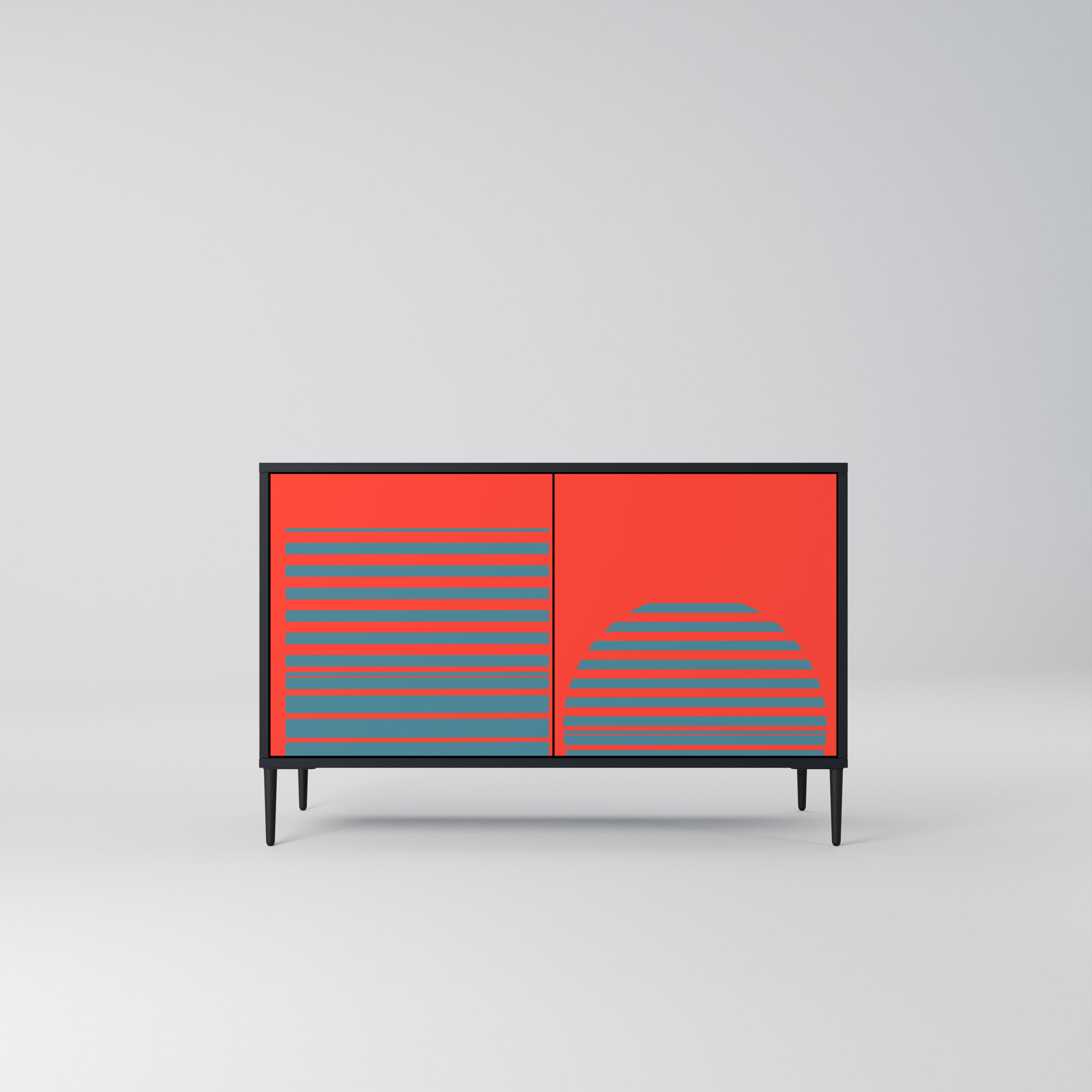 RISING GEOMETRY STARS Sideboard mit 2 Türen in Schwarz