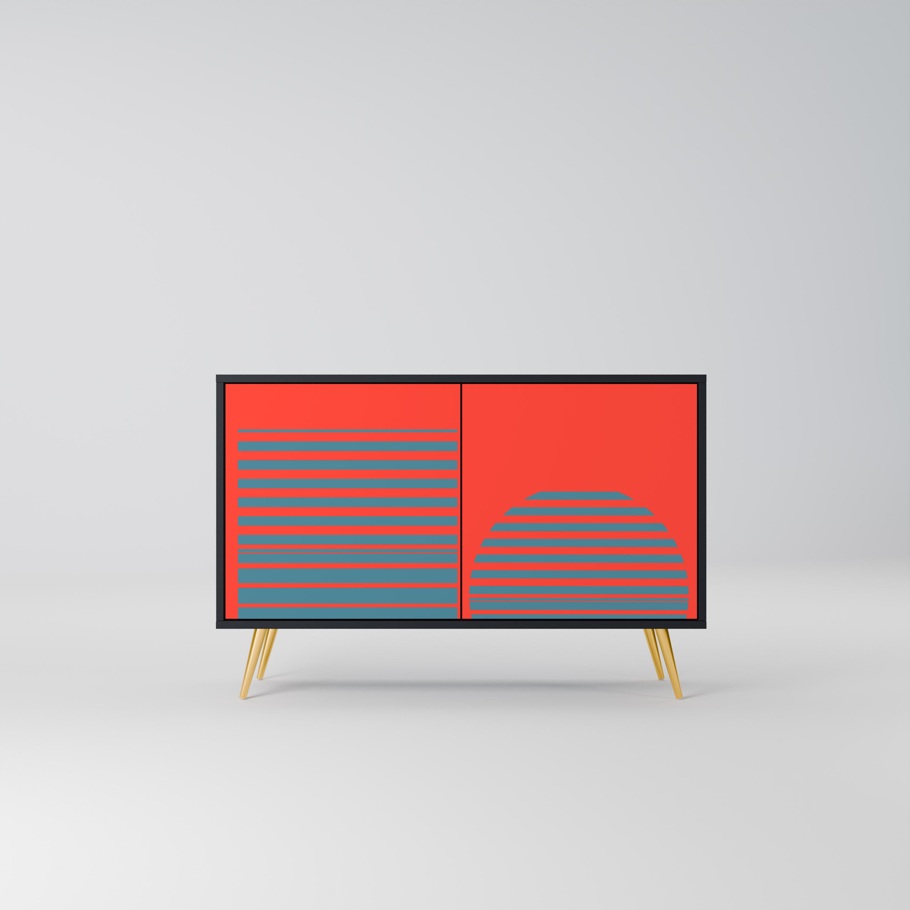 RISING GEOMETRY STARS Sideboard mit 2 Türen in Schwarz