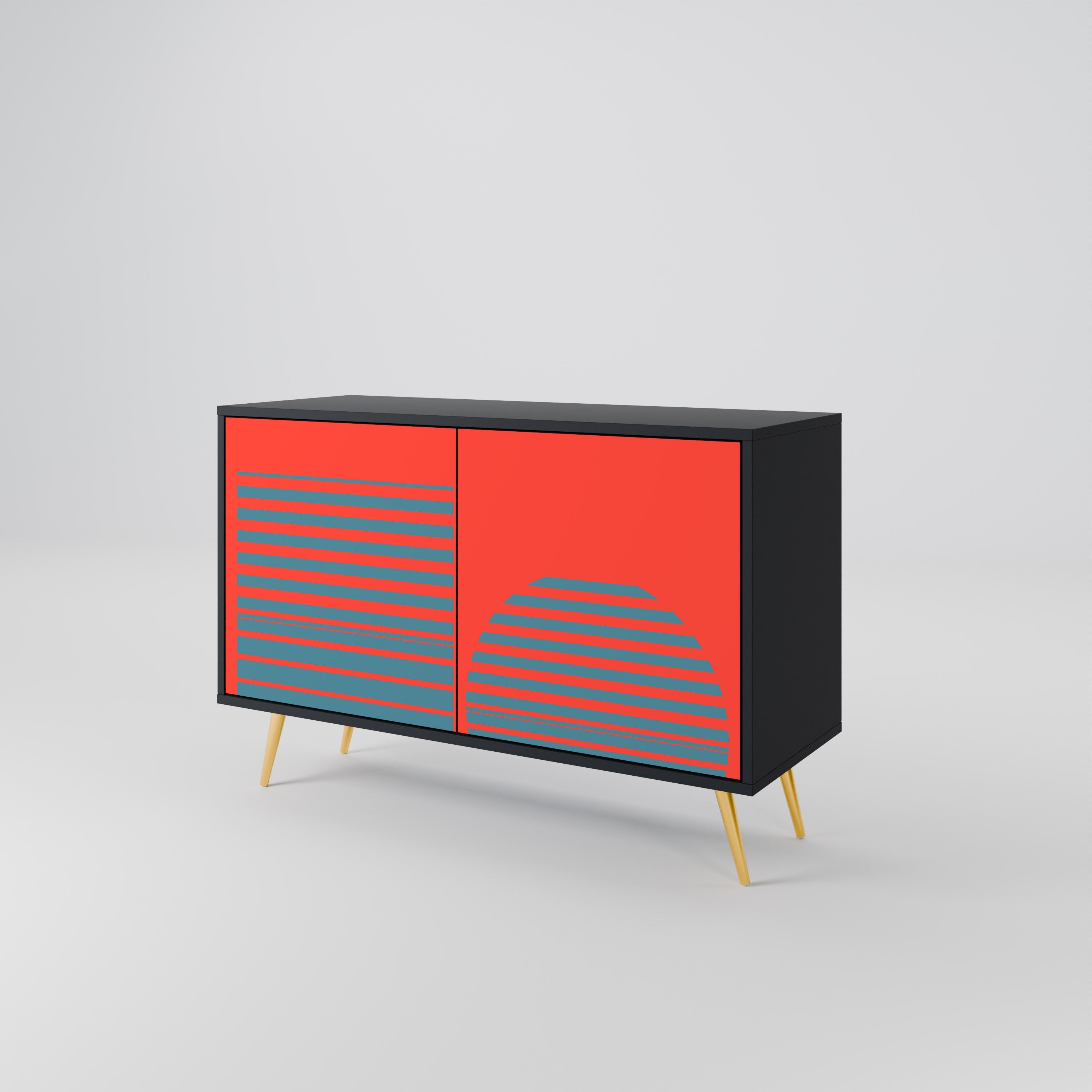 RISING GEOMETRY STARS Sideboard mit 2 Türen in Schwarz