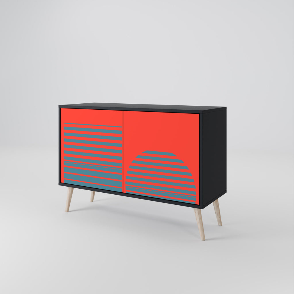RISING GEOMETRY STARS Sideboard mit 2 Türen in Schwarz