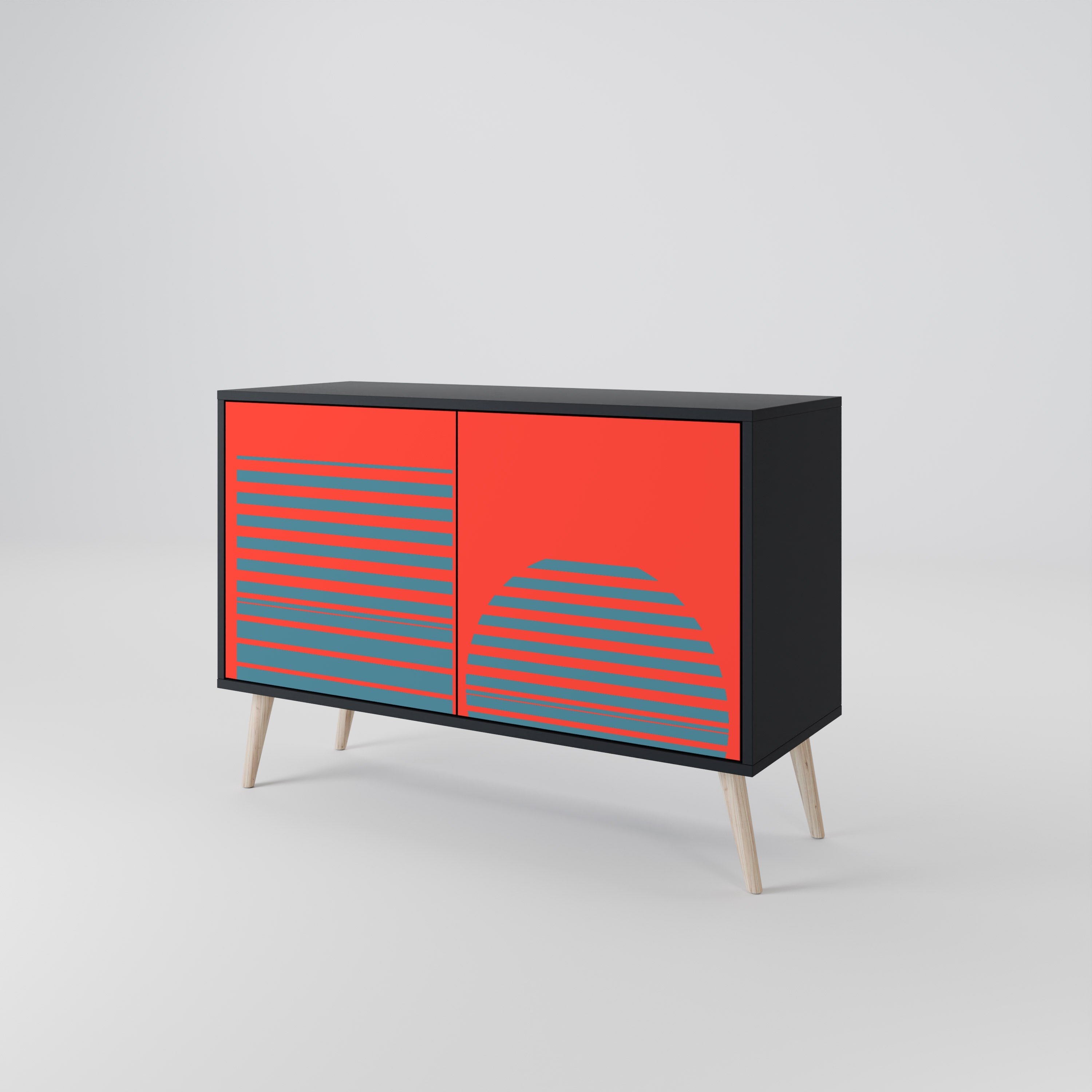 RISING GEOMETRY STARS Sideboard mit 2 Türen in Schwarz