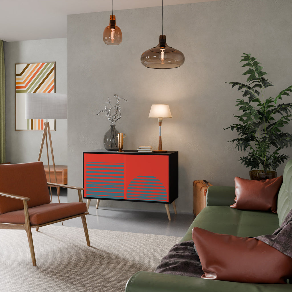 RISING GEOMETRY STARS Sideboard mit 2 Türen in Schwarz