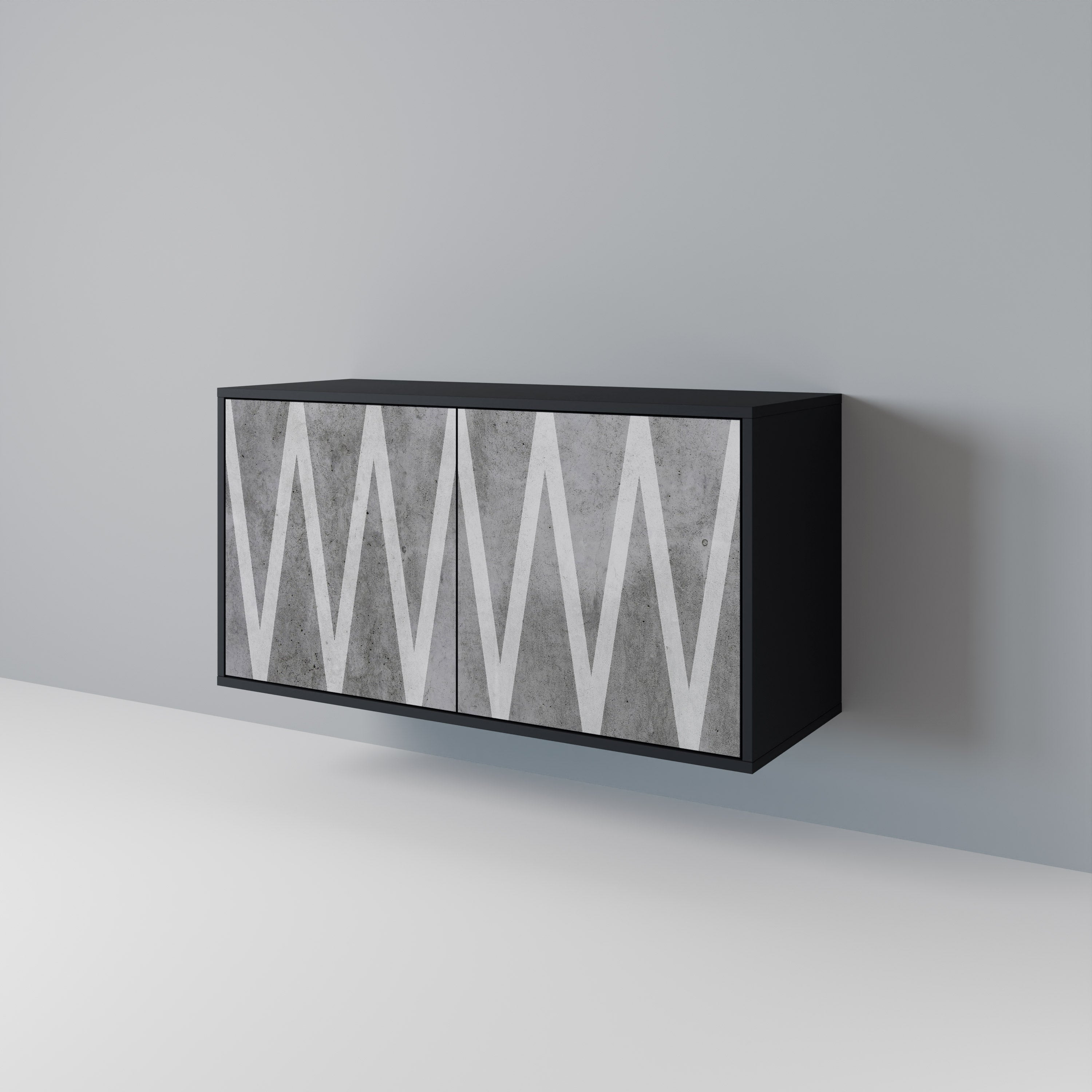 SOLID ZIG ZAG Sideboard mit 2 Türen in Schwarz