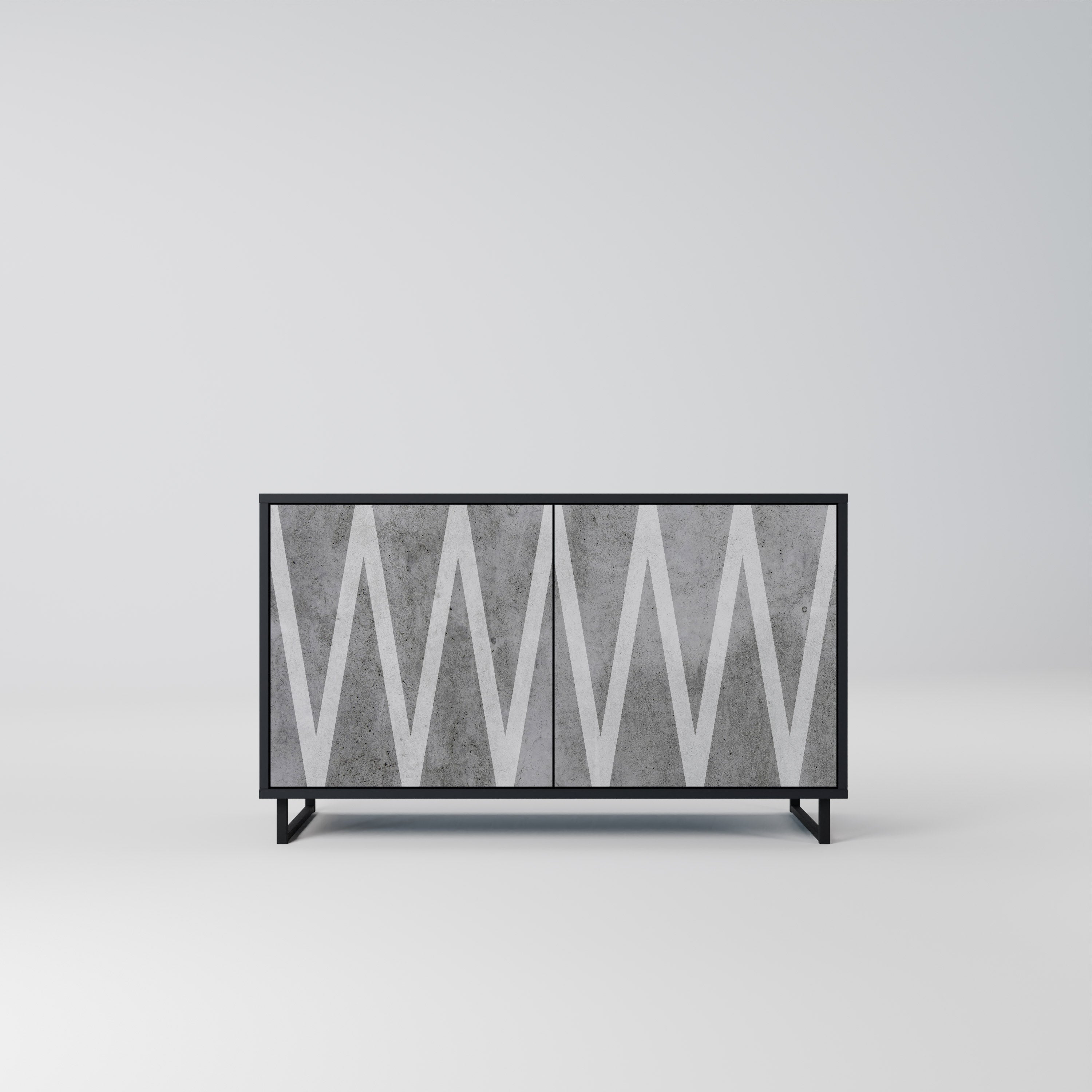 SOLID ZIG ZAG Sideboard mit 2 Türen in Schwarz