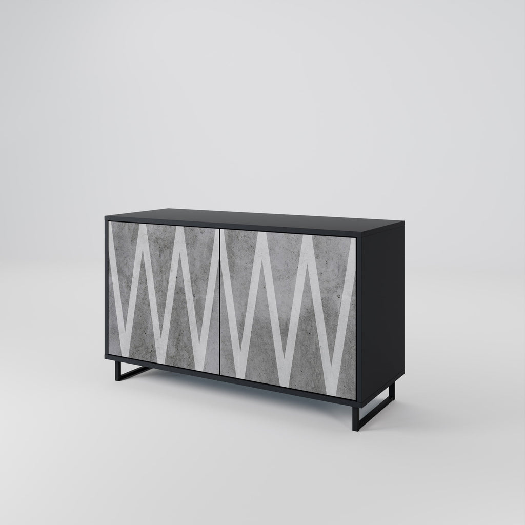 SOLID ZIG ZAG Sideboard mit 2 Türen in Schwarz