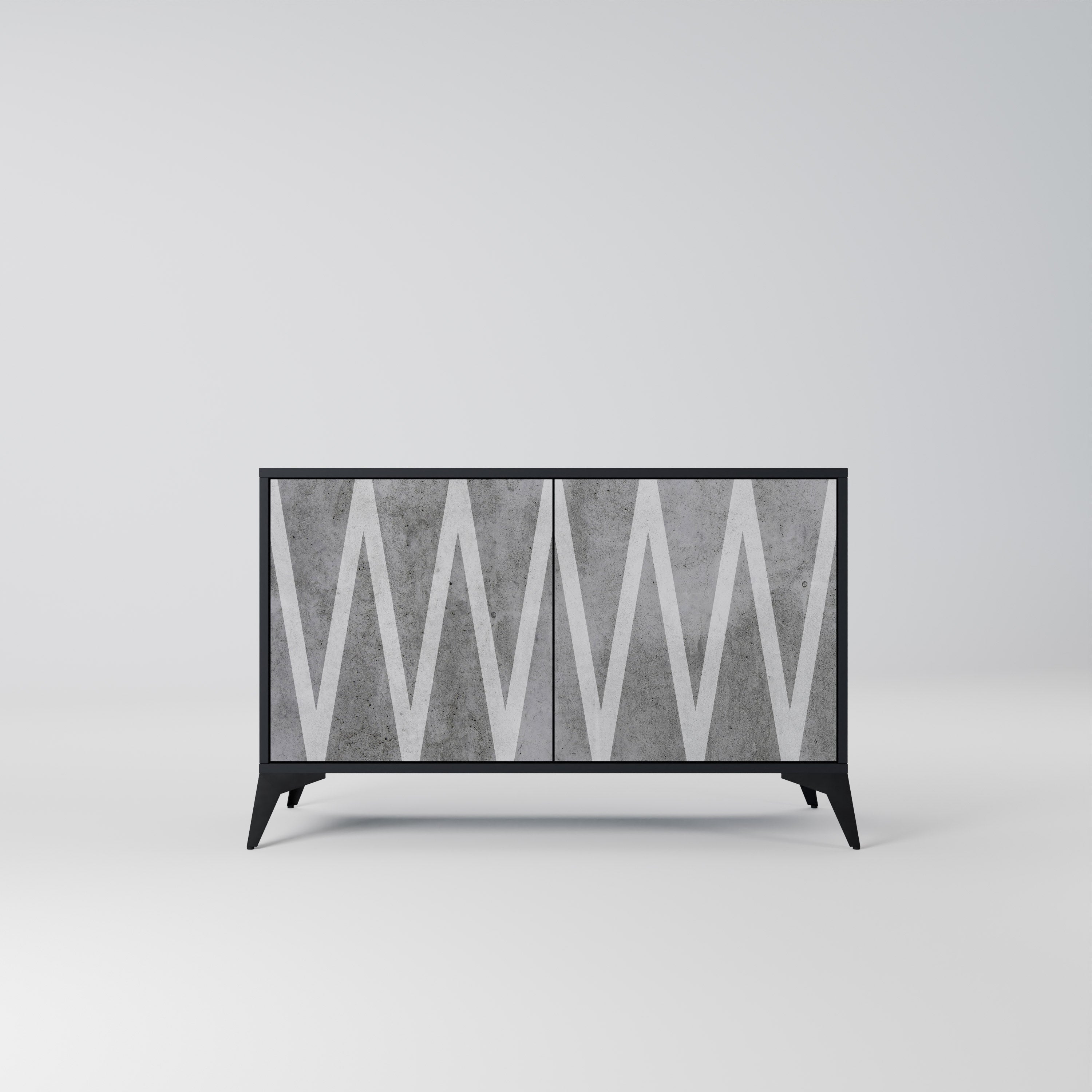 SOLID ZIG ZAG Sideboard mit 2 Türen in Schwarz