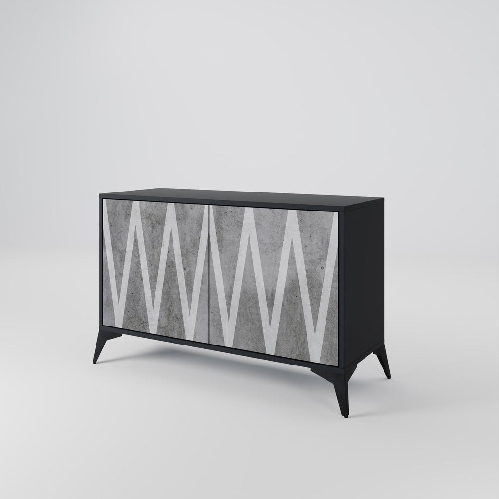 SOLID ZIG ZAG Sideboard mit 2 Türen in Schwarz