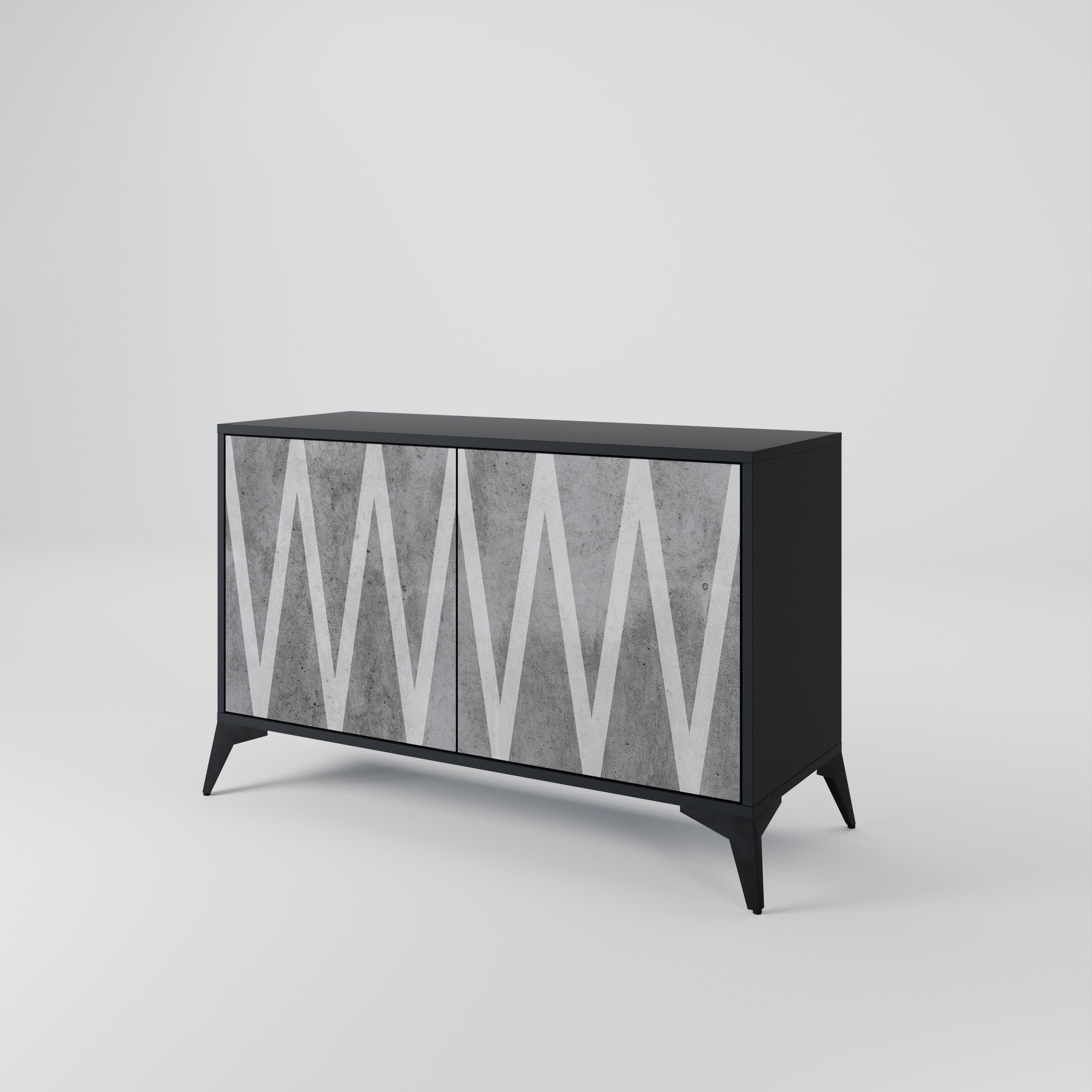 SOLID ZIG ZAG Sideboard mit 2 Türen in Schwarz