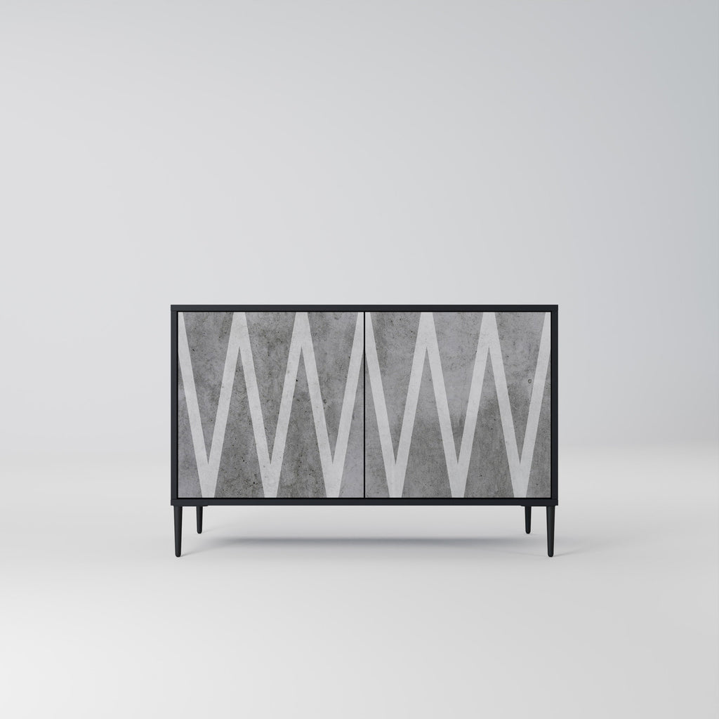 SOLID ZIG ZAG Sideboard mit 2 Türen in Schwarz