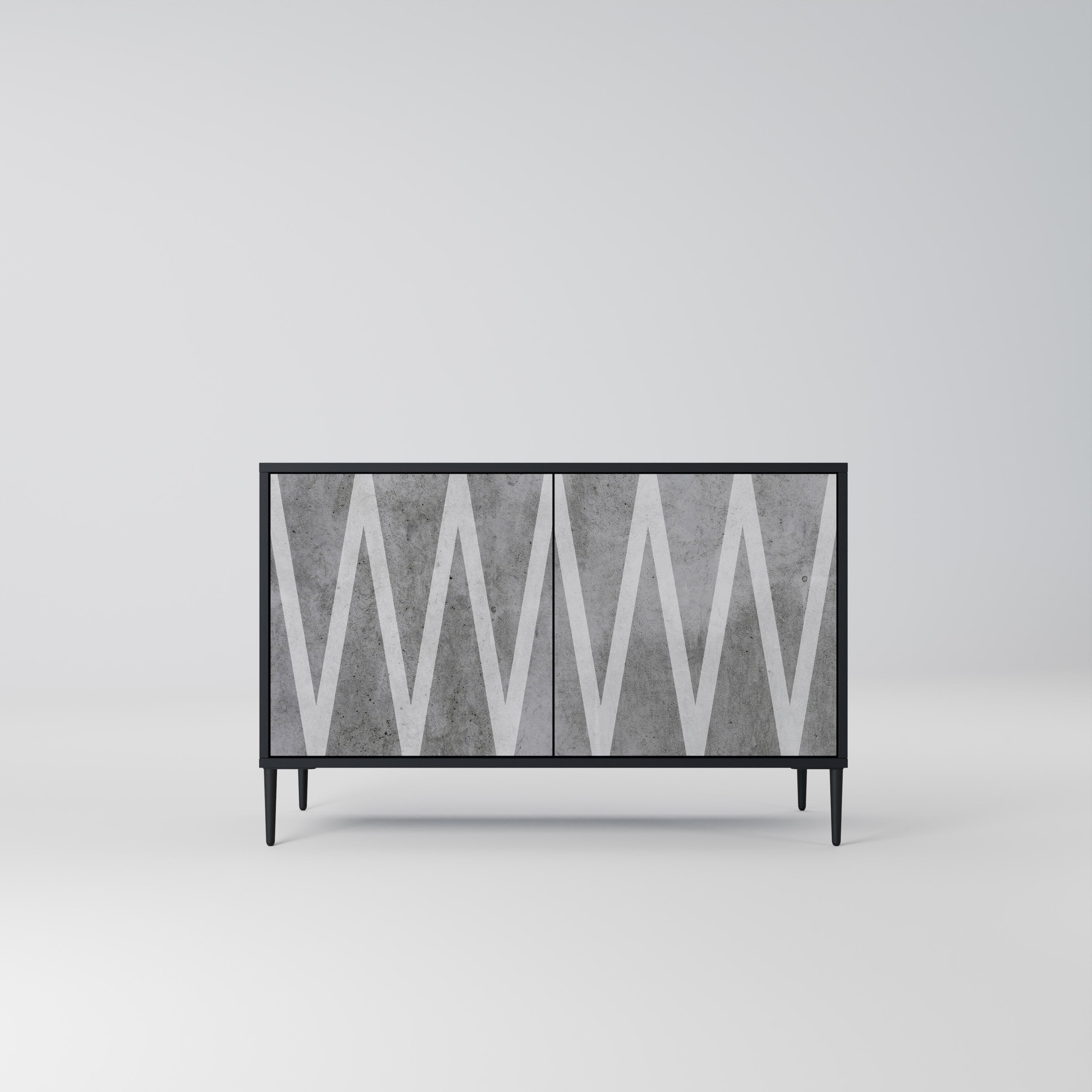 SOLID ZIG ZAG Sideboard mit 2 Türen in Schwarz