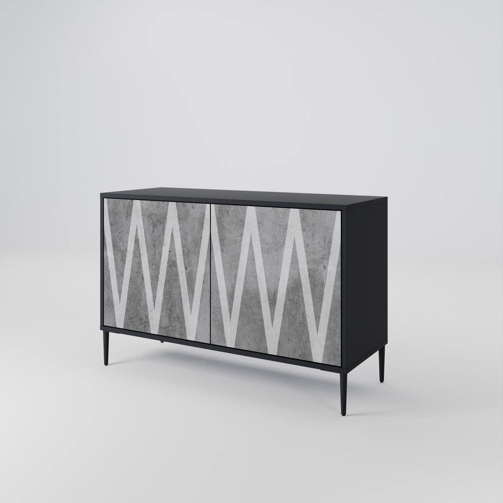 SOLID ZIG ZAG Sideboard mit 2 Türen in Schwarz