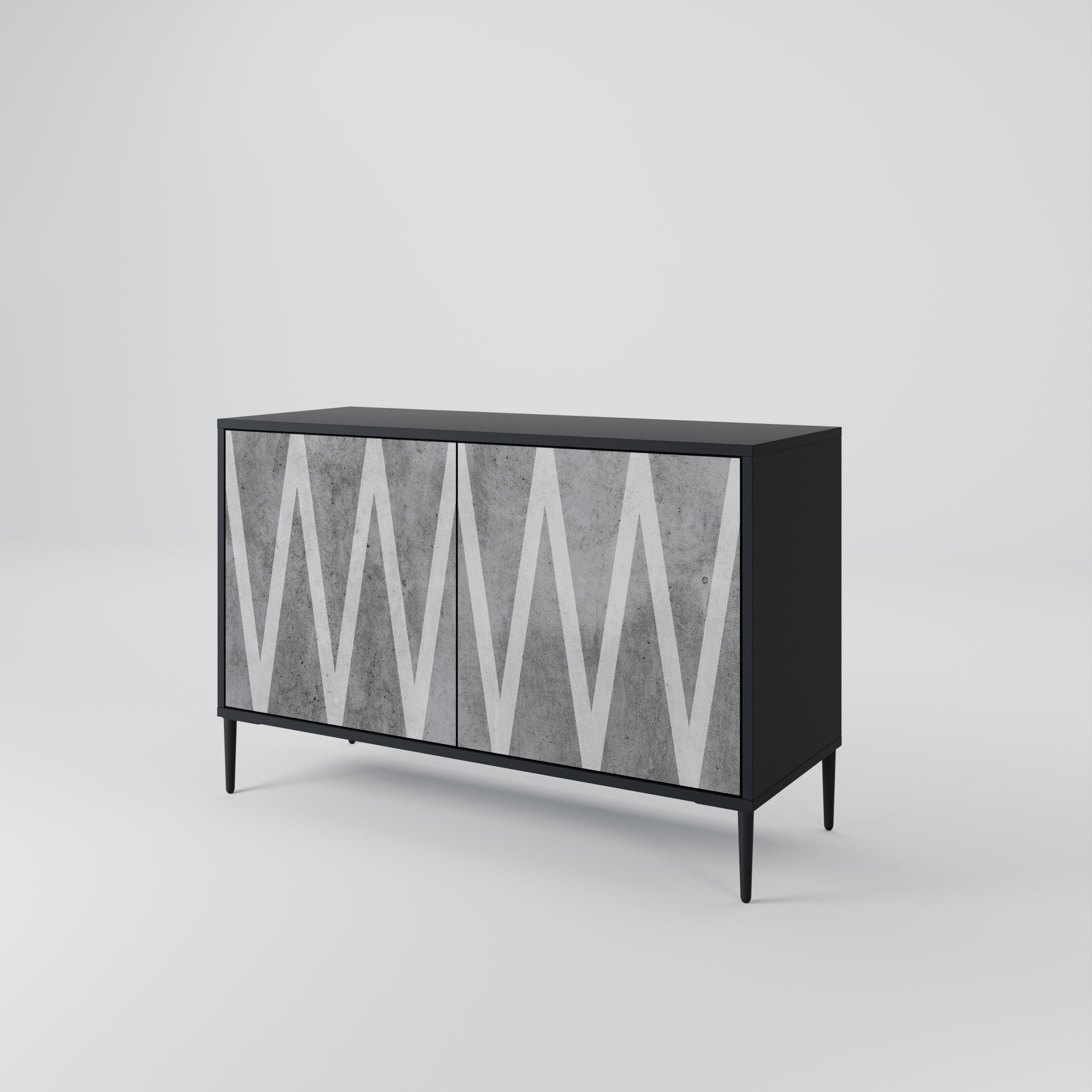 SOLID ZIG ZAG Sideboard mit 2 Türen in Schwarz