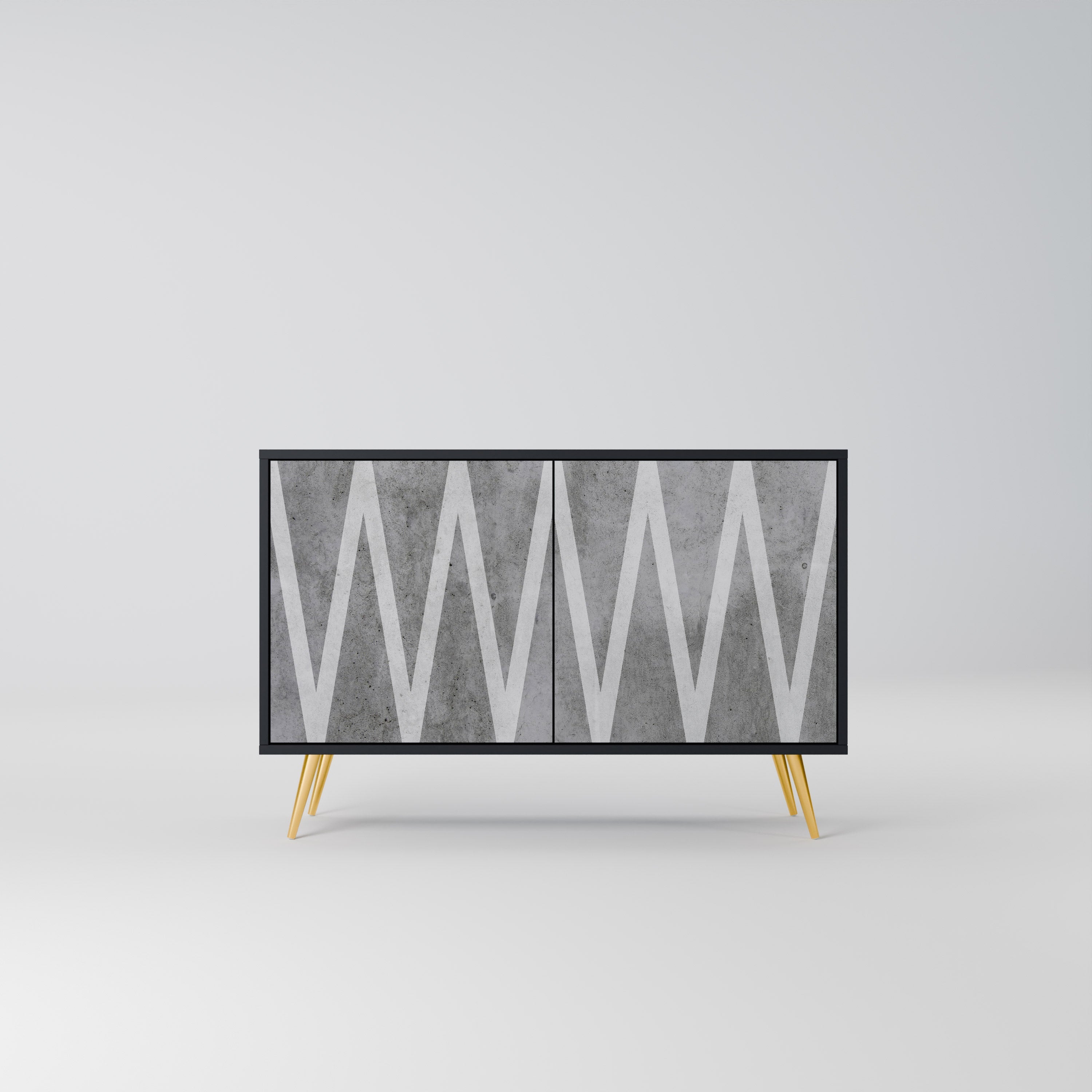 SOLID ZIG ZAG Sideboard mit 2 Türen in Schwarz