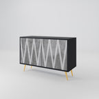 SOLID ZIG ZAG Sideboard mit 2 Türen in Schwarz