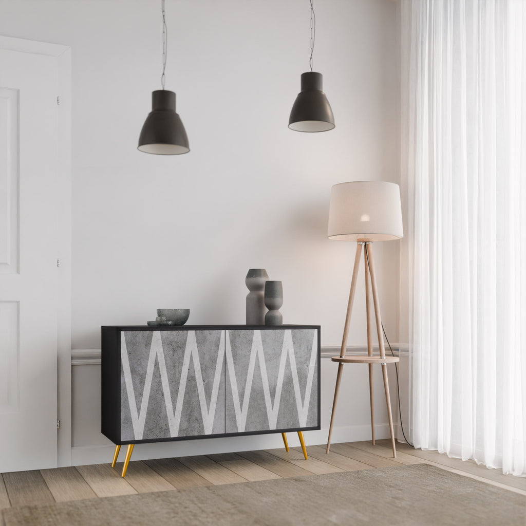 SOLID ZIG ZAG Sideboard mit 2 Türen in Schwarz