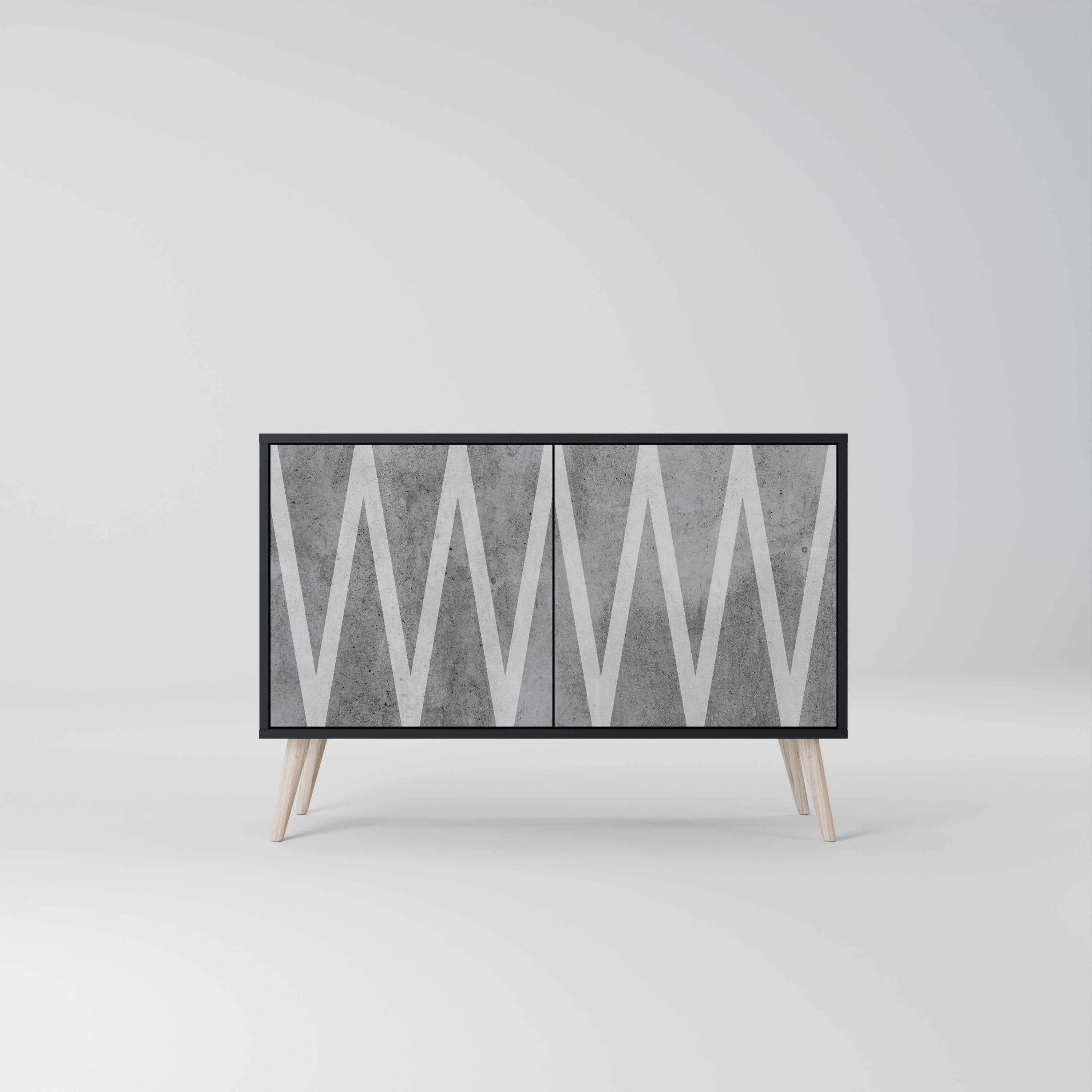 SOLID ZIG ZAG Sideboard mit 2 Türen in Schwarz