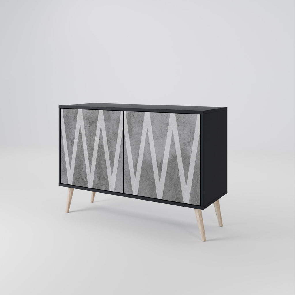 SOLID ZIG ZAG Sideboard mit 2 Türen in Schwarz