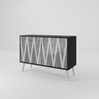 SOLID ZIG ZAG Sideboard mit 2 Türen in Schwarz