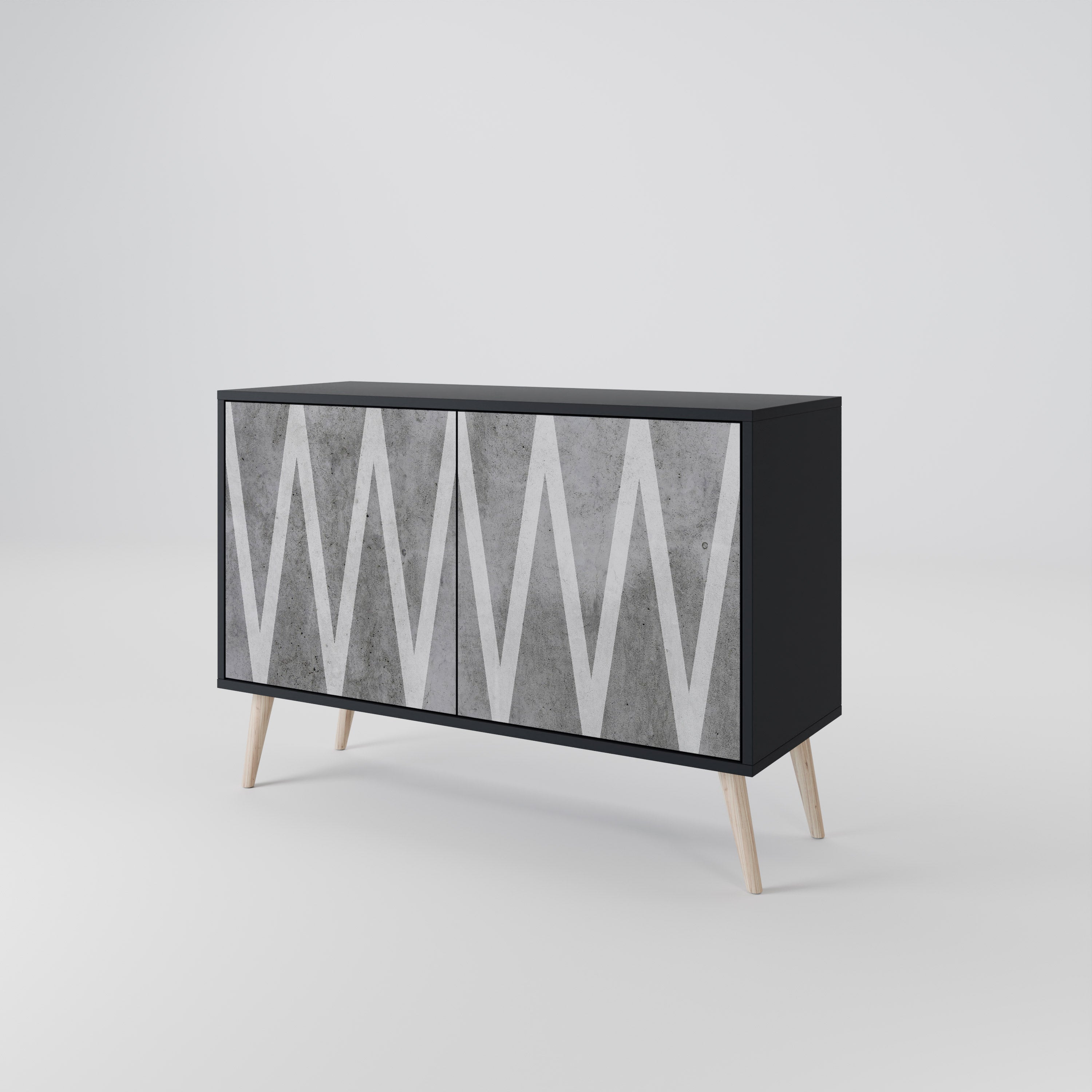 SOLID ZIG ZAG Sideboard mit 2 Türen in Schwarz