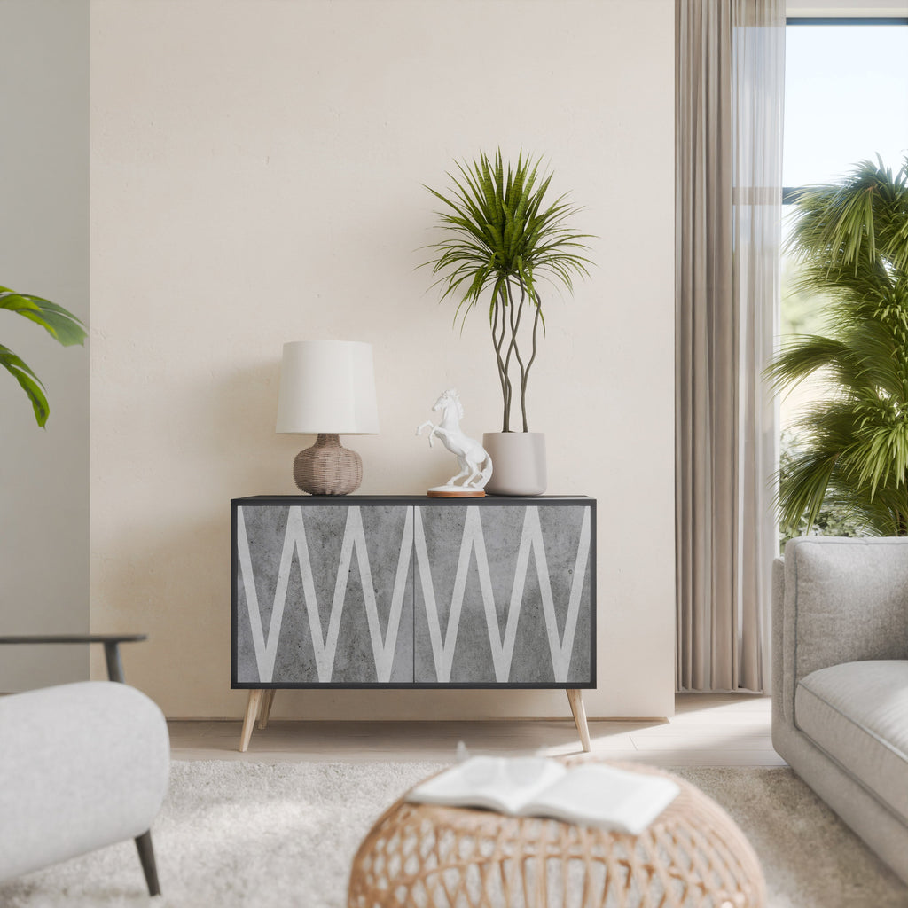 SOLID ZIG ZAG Sideboard mit 2 Türen in Schwarz