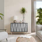 SOLID ZIG ZAG Sideboard mit 2 Türen in Schwarz