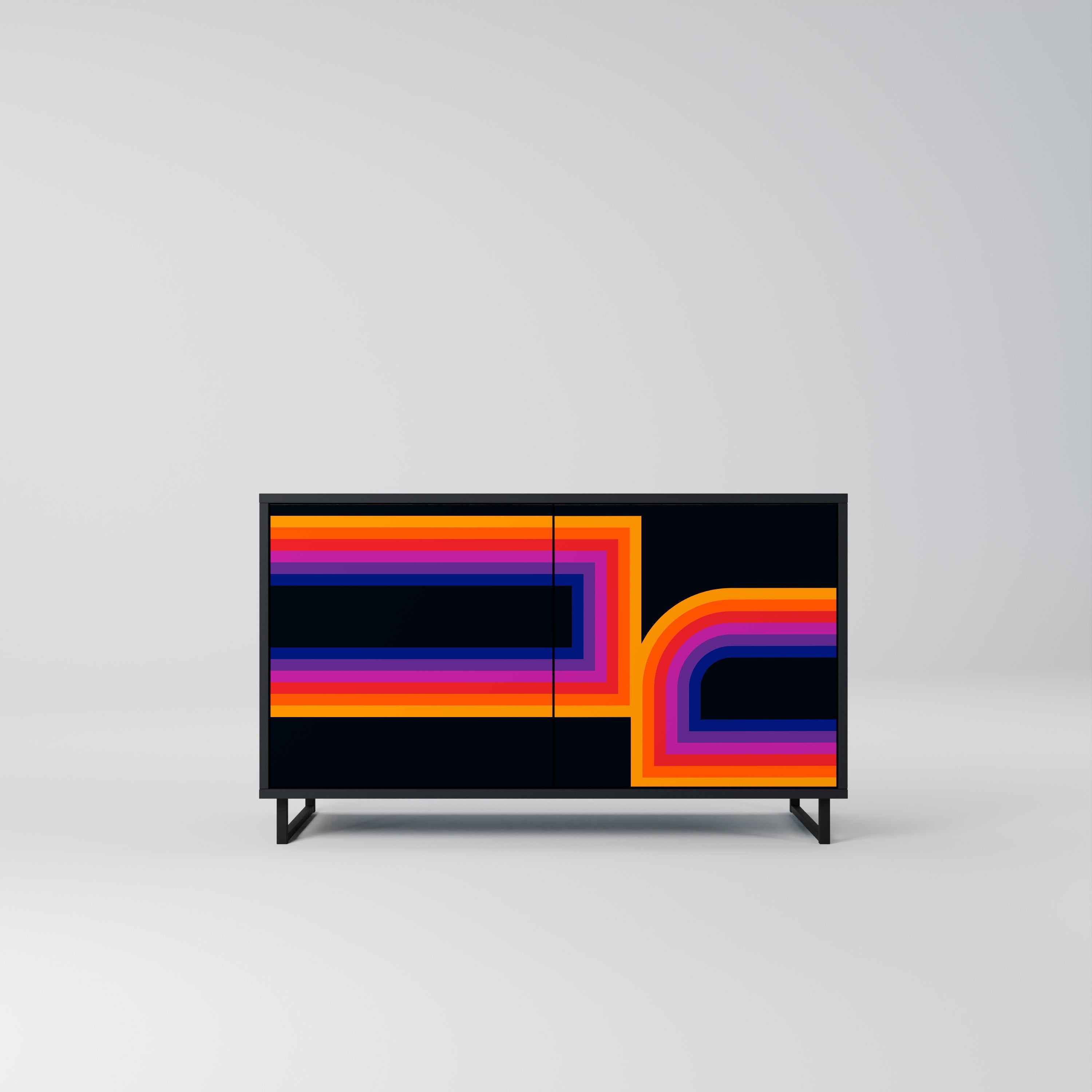 BLINDED BY THE LIGHTS Sideboard mit 2 Türen in Schwarz