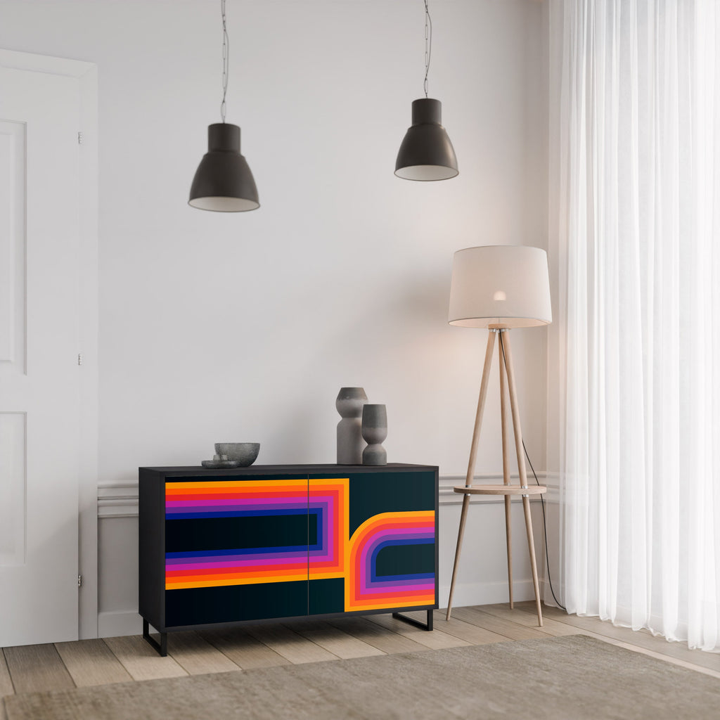 BLINDED BY THE LIGHTS Sideboard mit 2 Türen in Schwarz