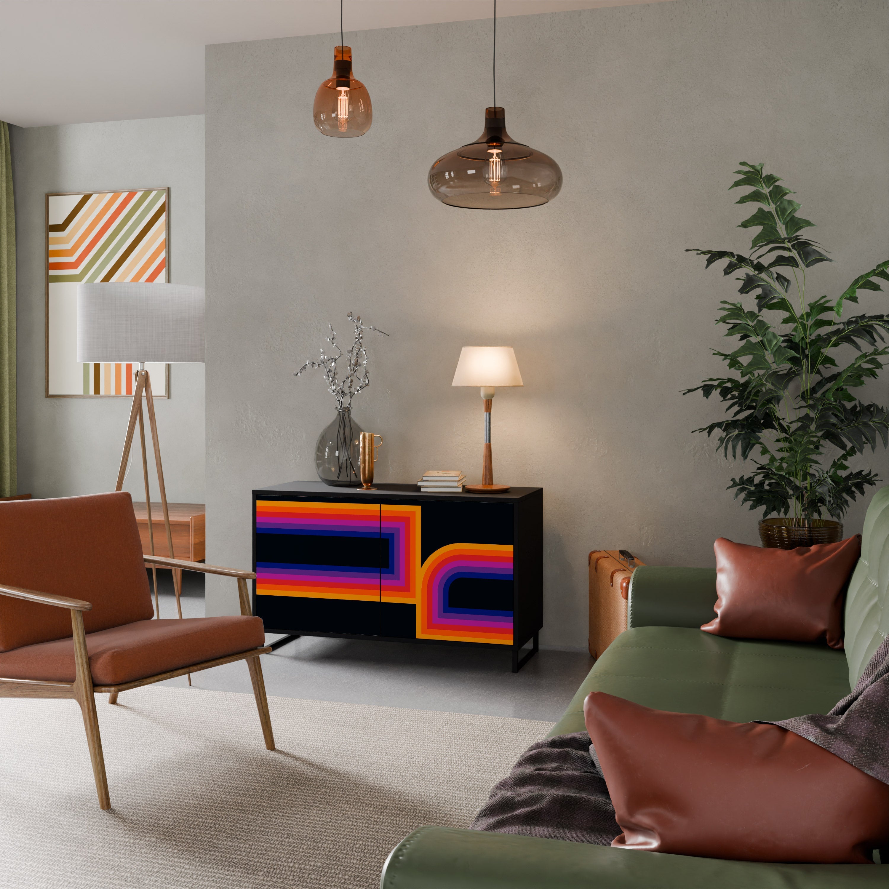 BLINDED BY THE LIGHTS Sideboard mit 2 Türen in Schwarz