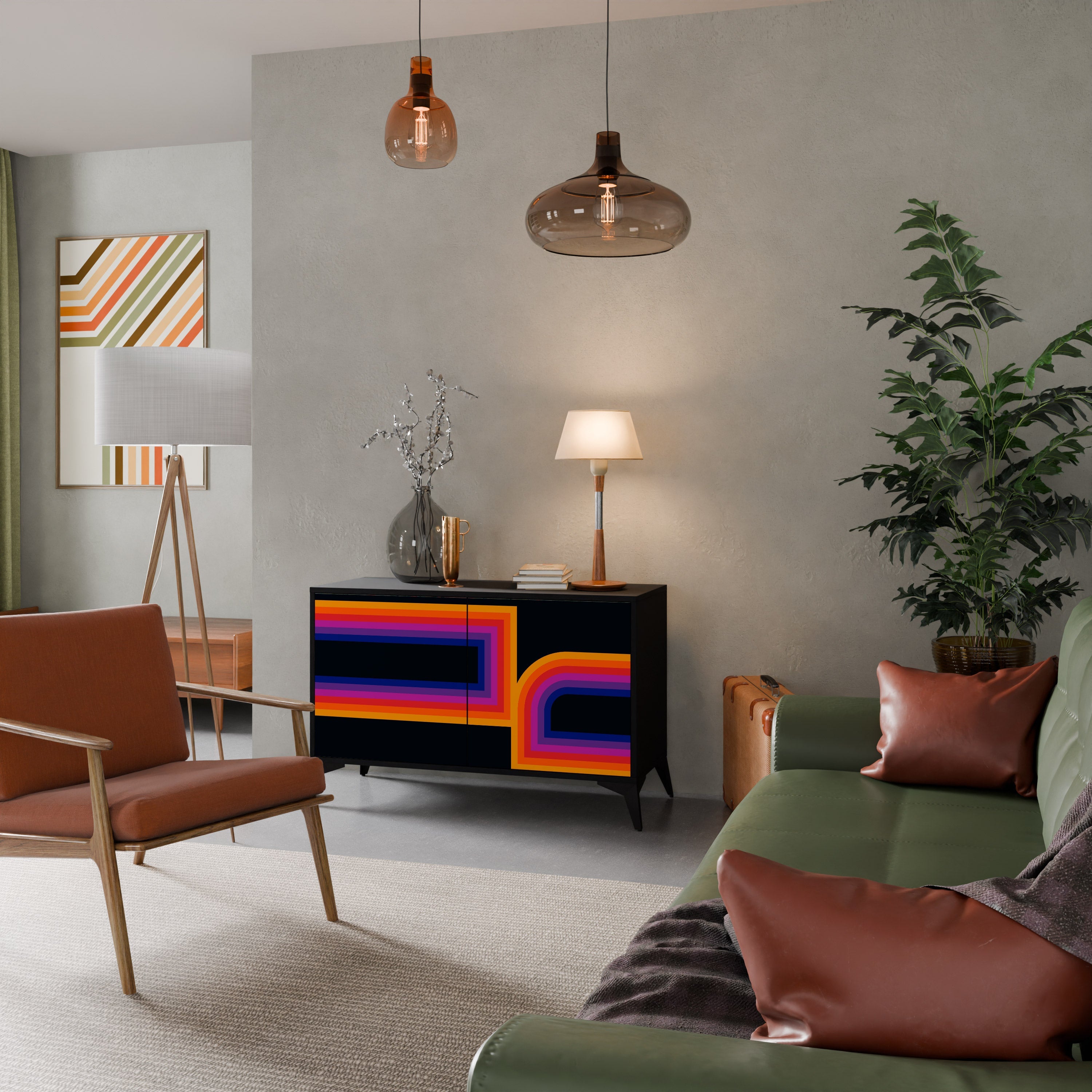 BLINDED BY THE LIGHTS Sideboard mit 2 Türen in Schwarz