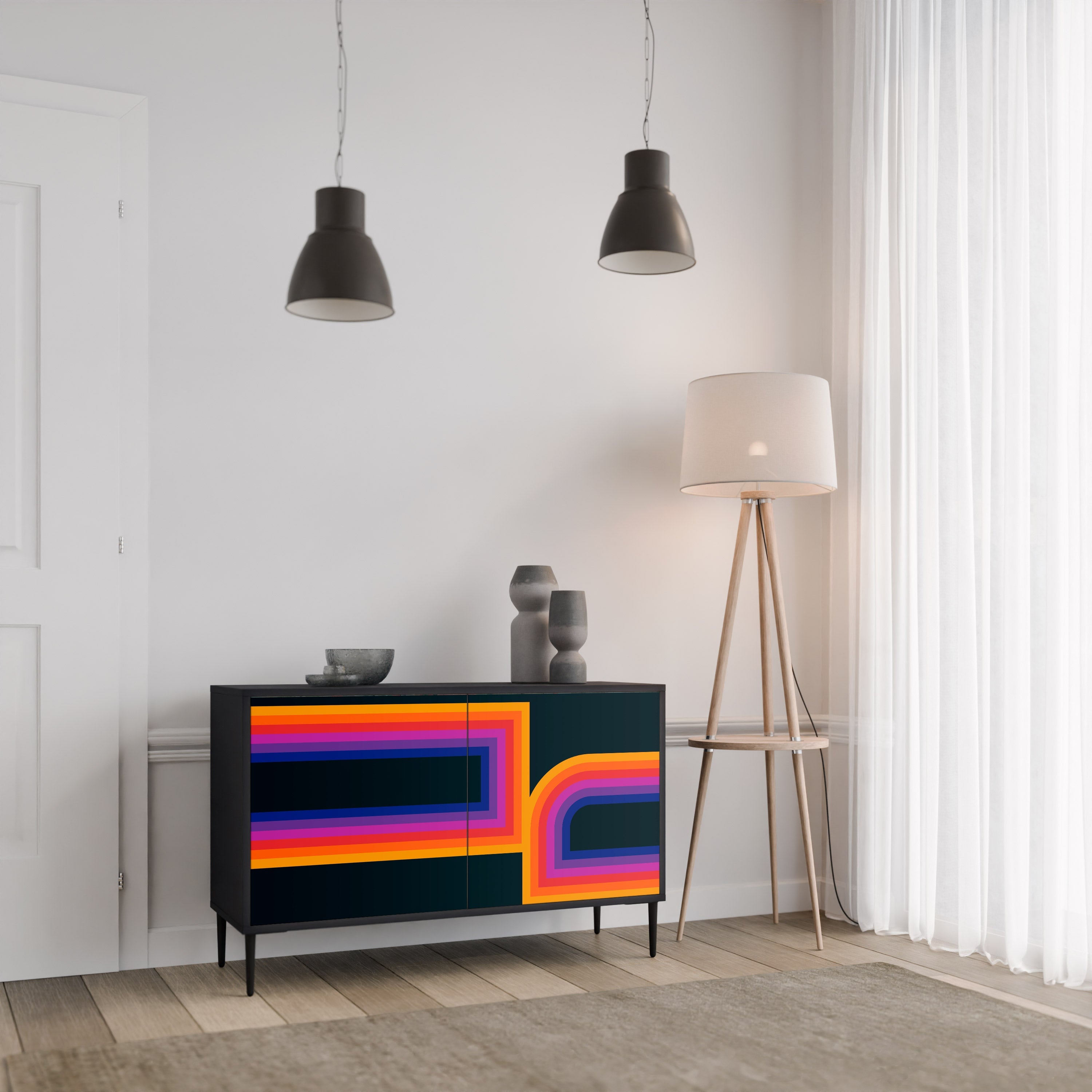 BLINDED BY THE LIGHTS Sideboard mit 2 Türen in Schwarz