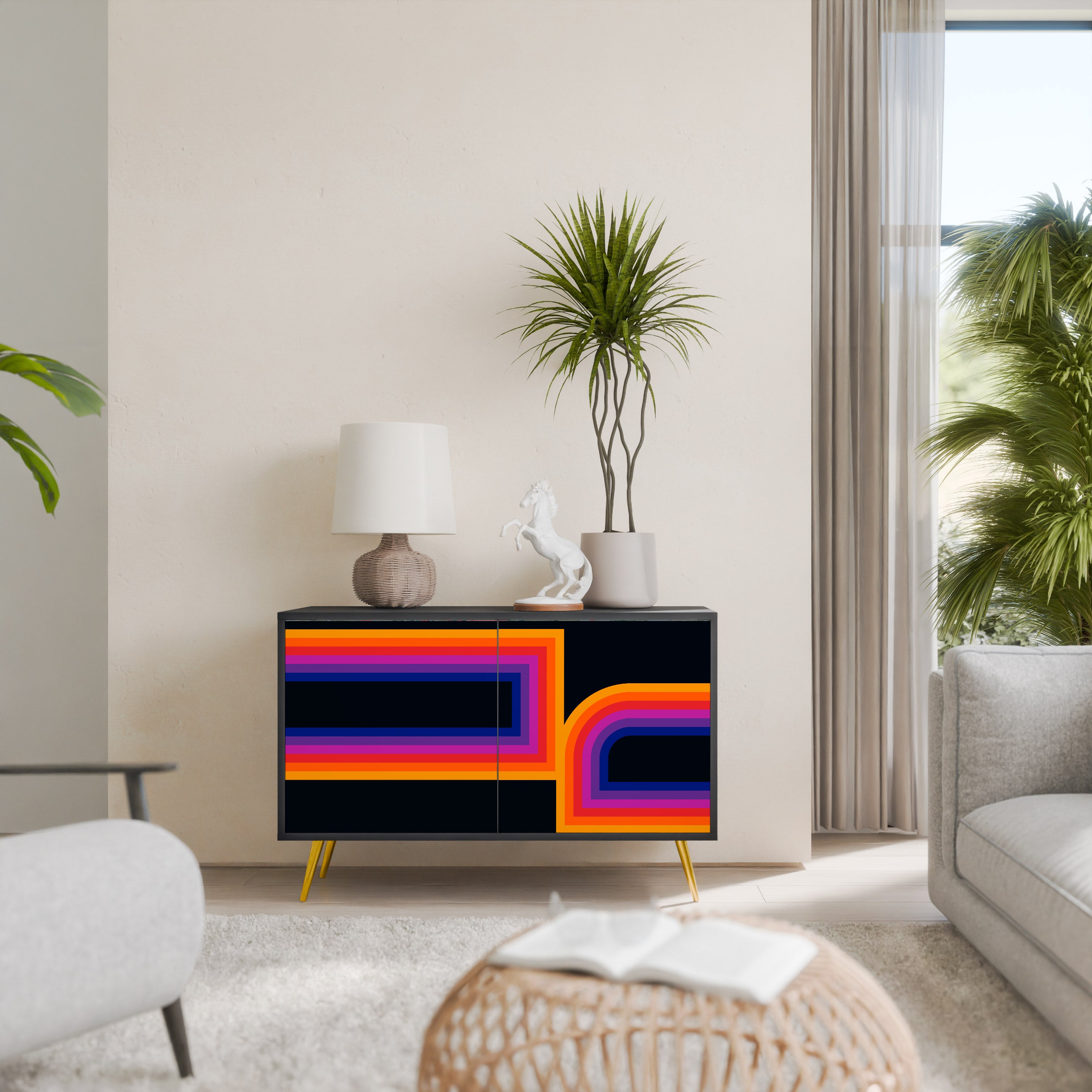 BLINDED BY THE LIGHTS Sideboard mit 2 Türen in Schwarz