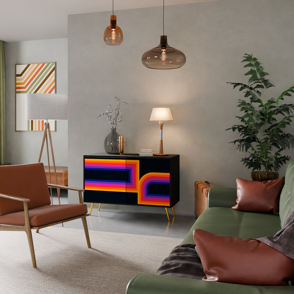 BLINDED BY THE LIGHTS Sideboard mit 2 Türen in Schwarz