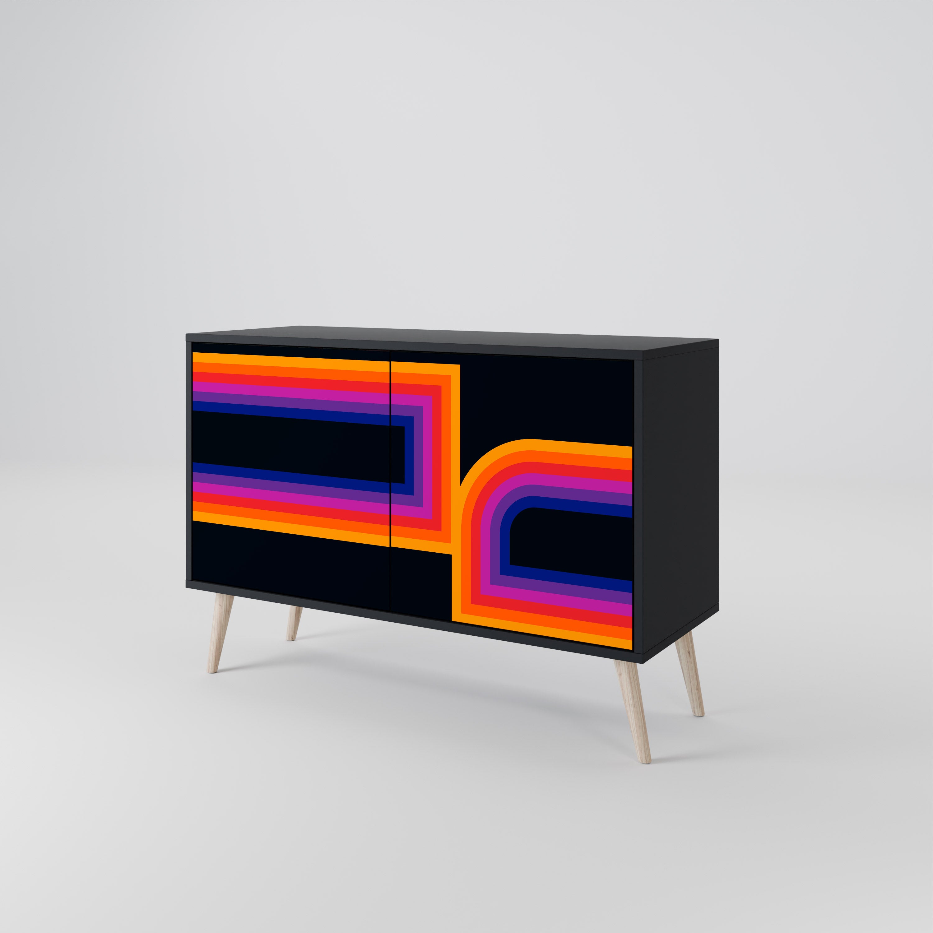BLINDED BY THE LIGHTS Sideboard mit 2 Türen in Schwarz