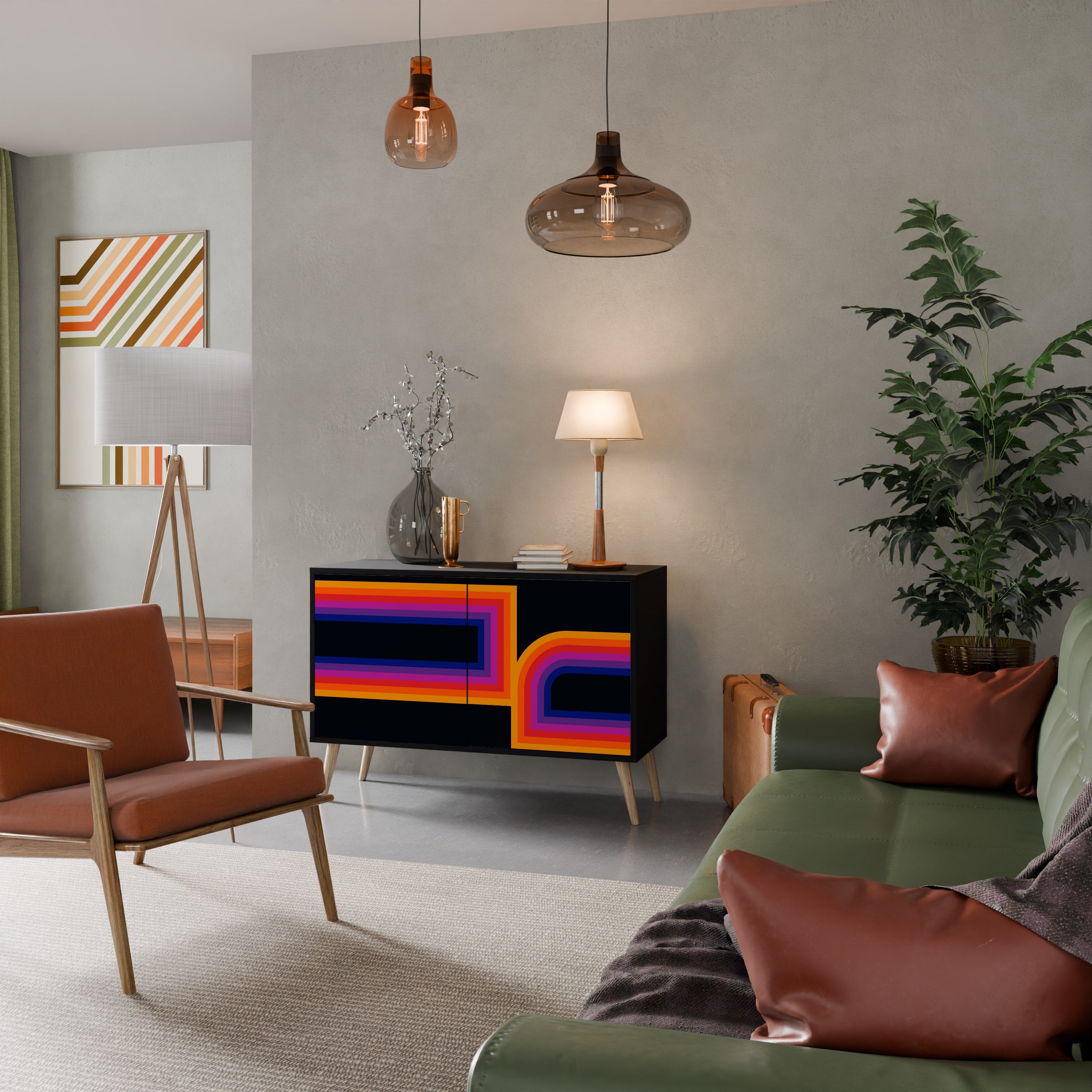 BLINDED BY THE LIGHTS Sideboard mit 2 Türen in Schwarz