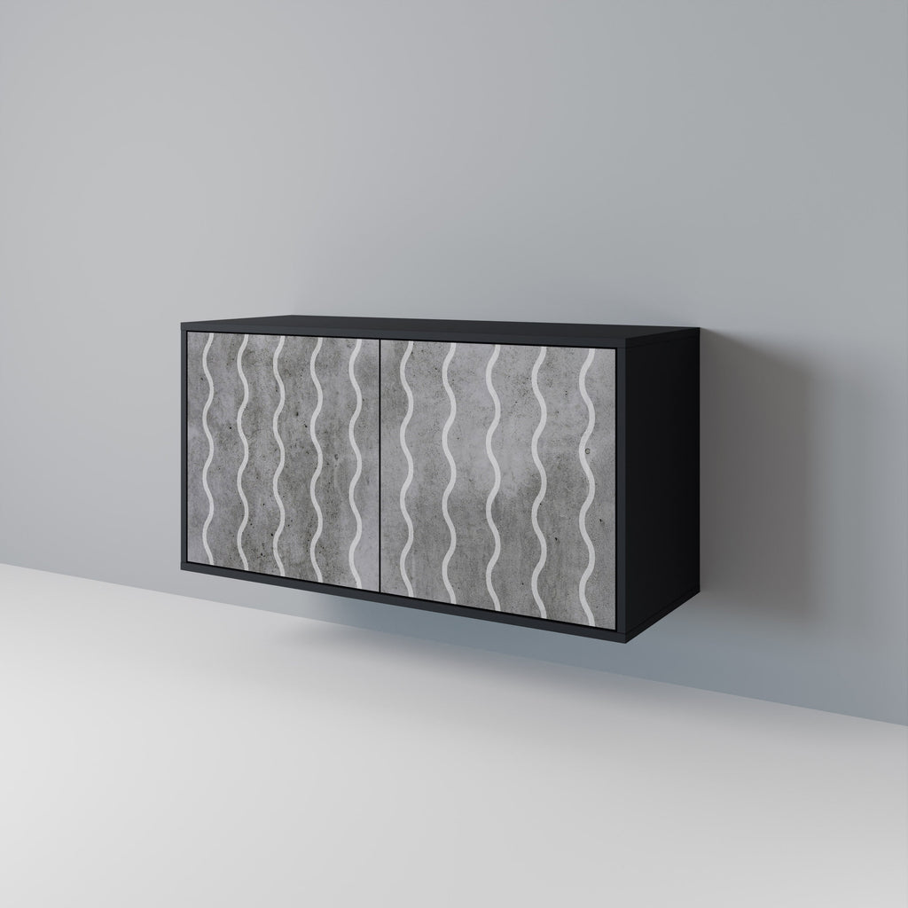 WAVES OF CONCRETE Sideboard mit 2 Türen in Schwarz