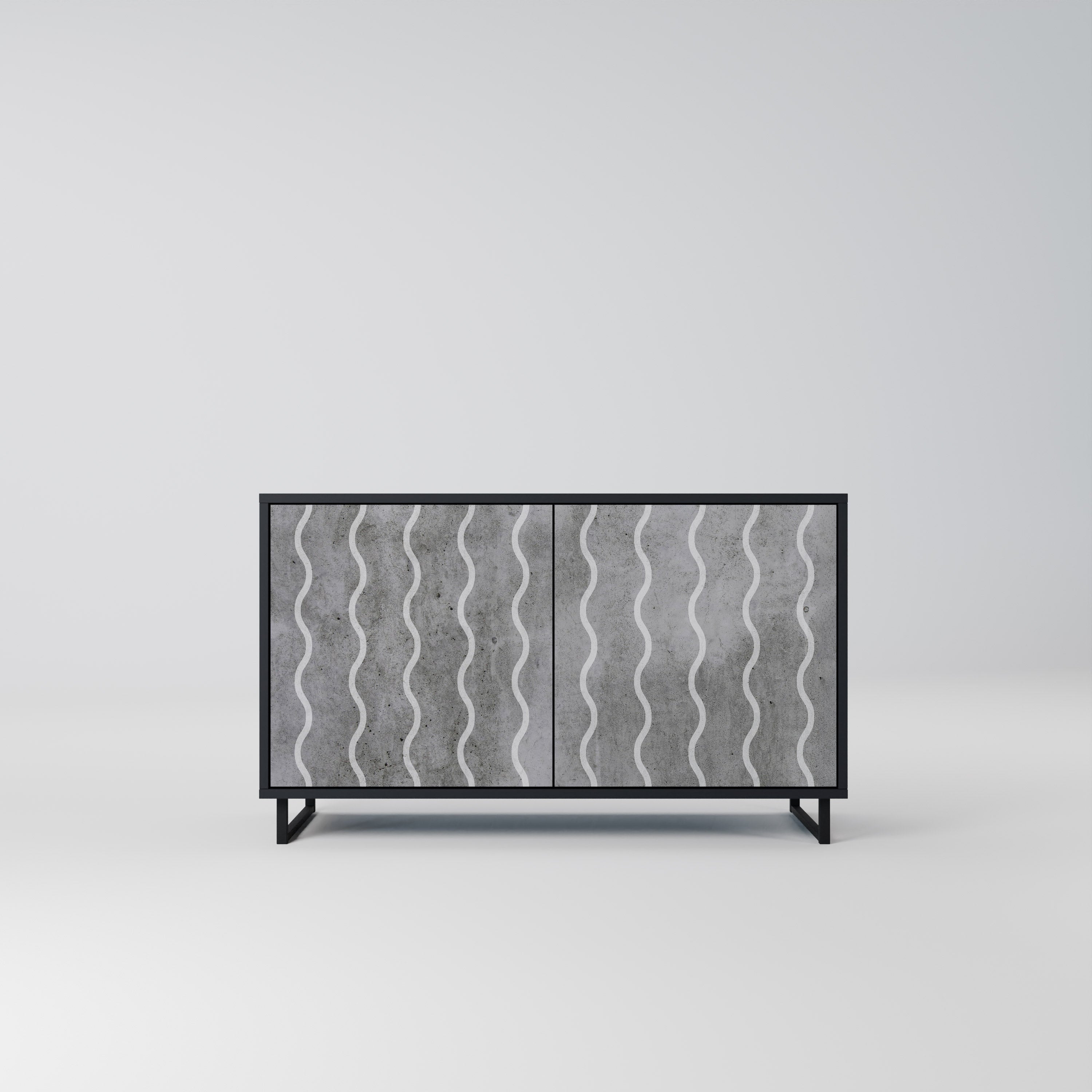 WAVES OF CONCRETE Sideboard mit 2 Türen in Schwarz