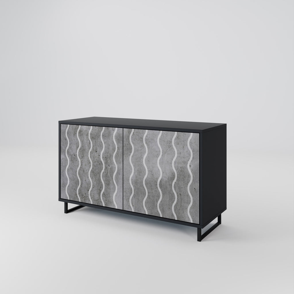WAVES OF CONCRETE Sideboard mit 2 Türen in Schwarz