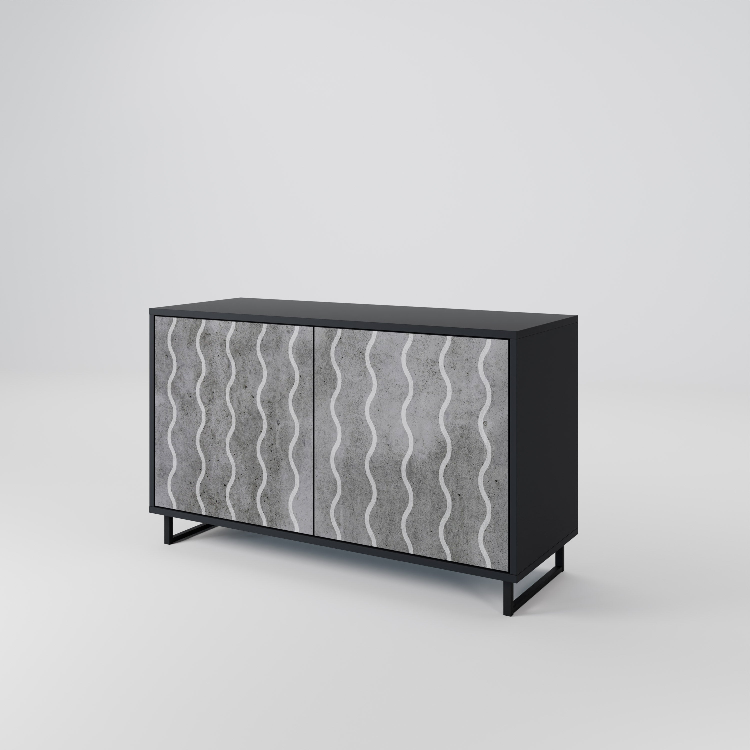 WAVES OF CONCRETE Sideboard mit 2 Türen in Schwarz