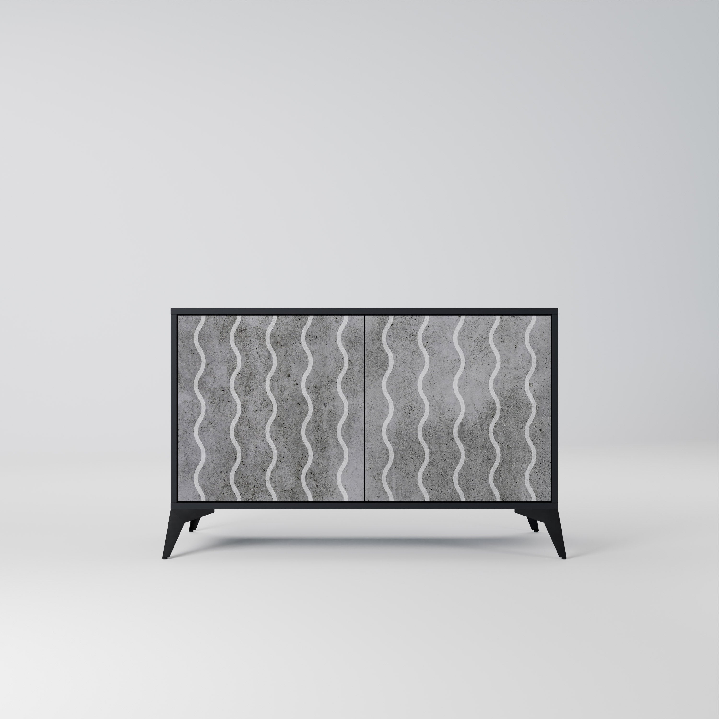 WAVES OF CONCRETE Sideboard mit 2 Türen in Schwarz