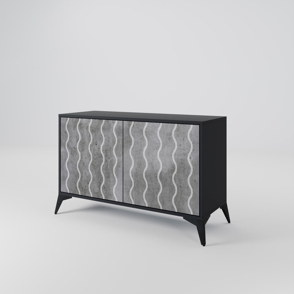 WAVES OF CONCRETE Sideboard mit 2 Türen in Schwarz