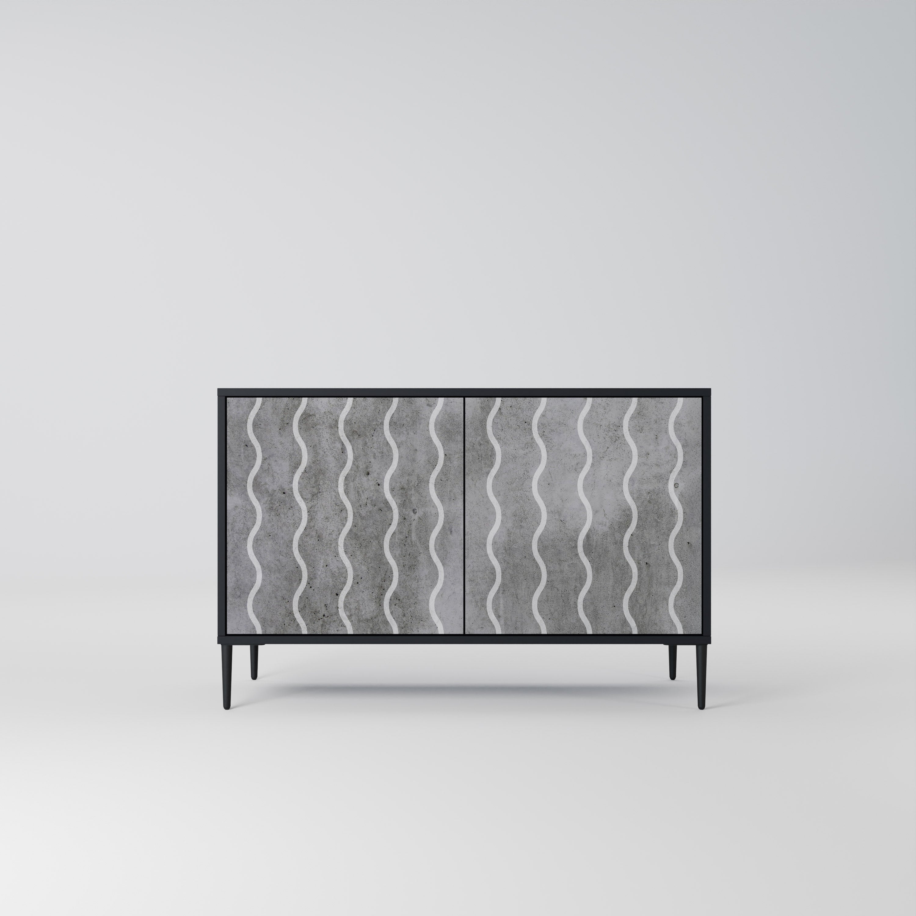 WAVES OF CONCRETE Sideboard mit 2 Türen in Schwarz