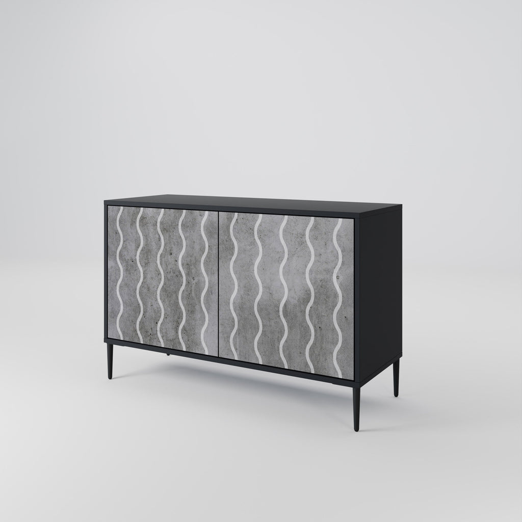 WAVES OF CONCRETE Sideboard mit 2 Türen in Schwarz