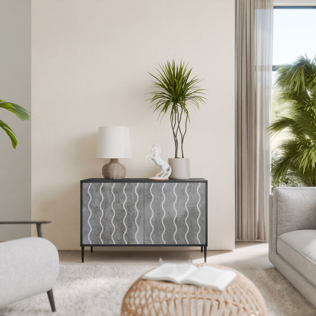 WAVES OF CONCRETE Sideboard mit 2 Türen in Schwarz