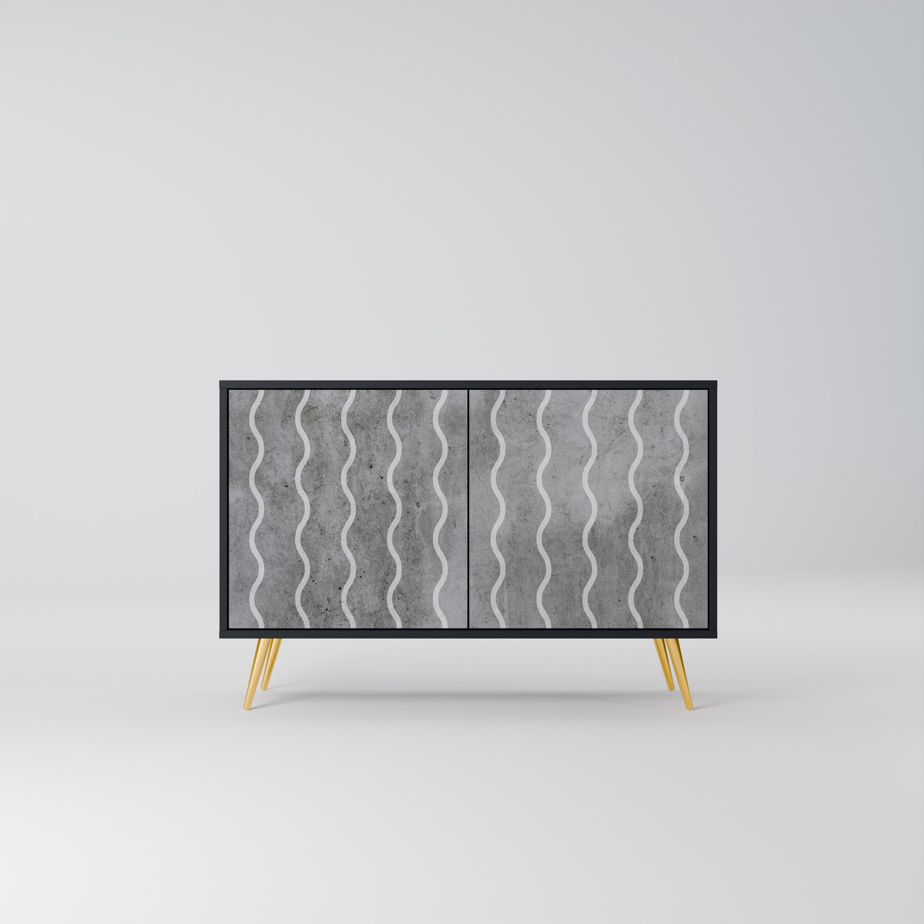 WAVES OF CONCRETE Sideboard mit 2 Türen in Schwarz