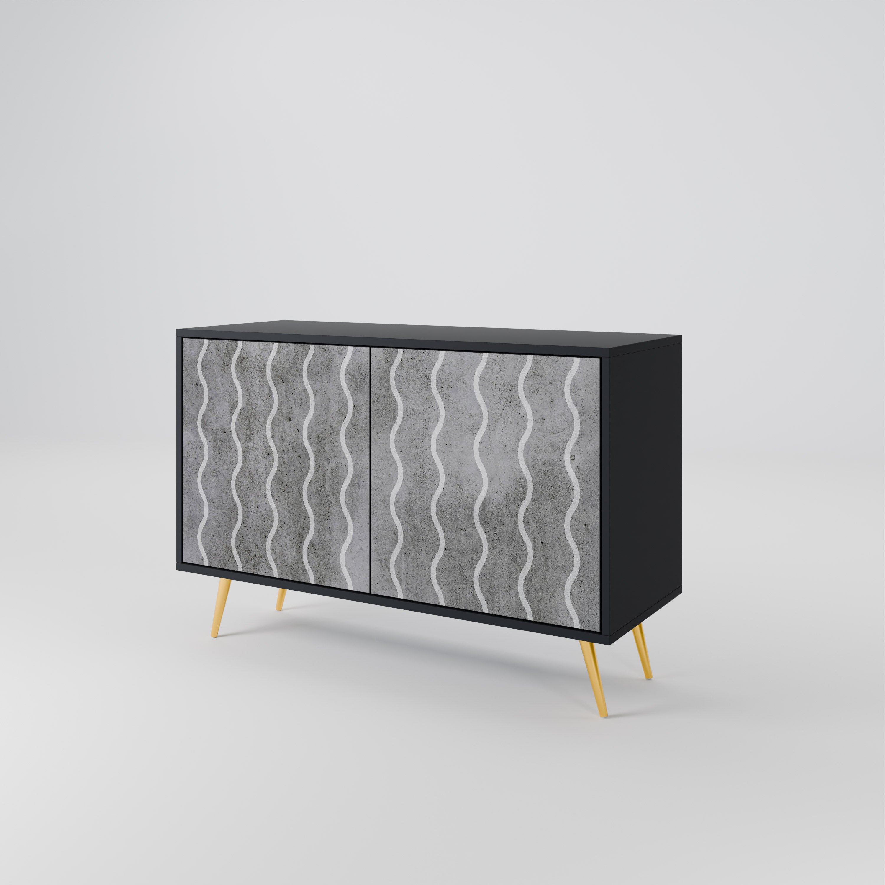 WAVES OF CONCRETE Sideboard mit 2 Türen in Schwarz