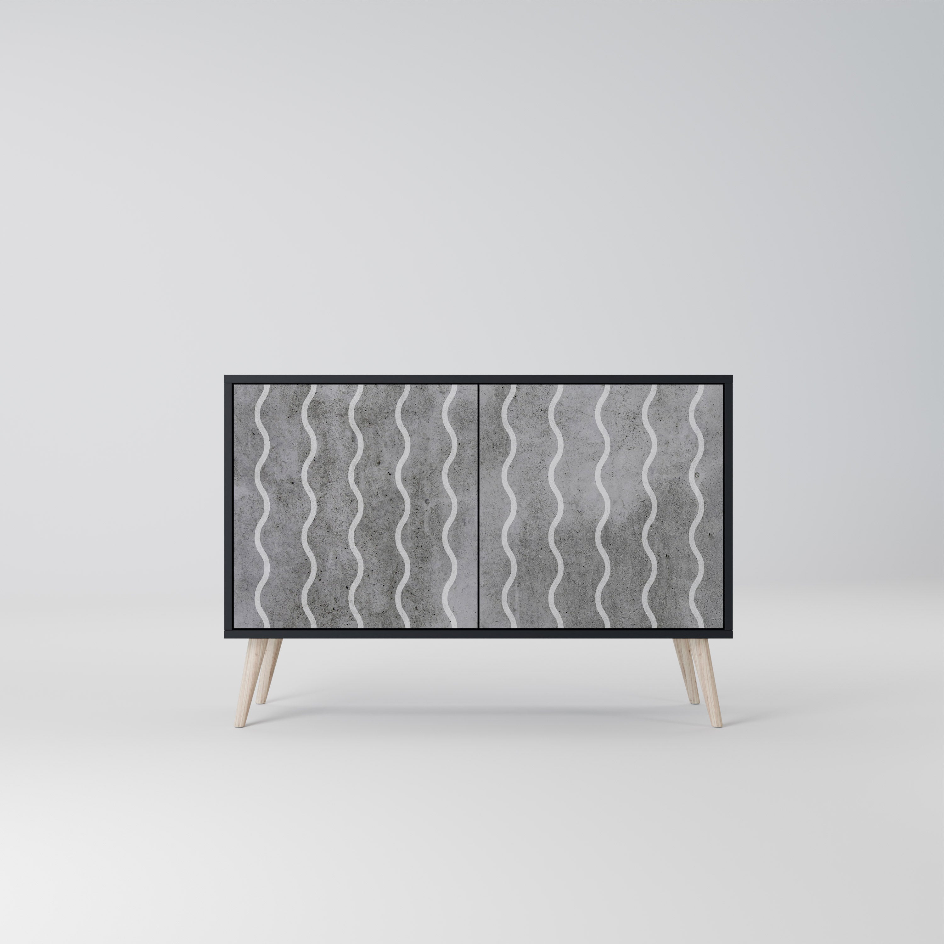WAVES OF CONCRETE Sideboard mit 2 Türen in Schwarz