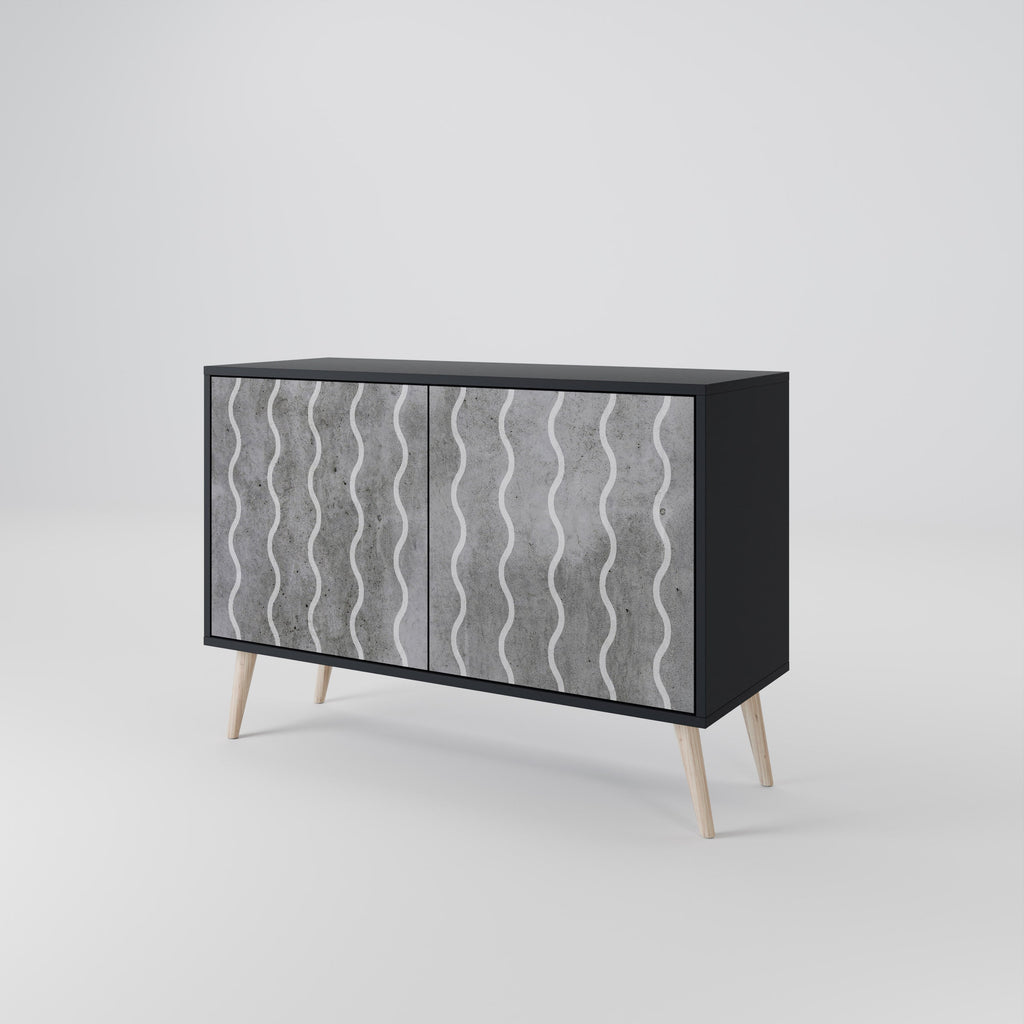 WAVES OF CONCRETE Sideboard mit 2 Türen in Schwarz