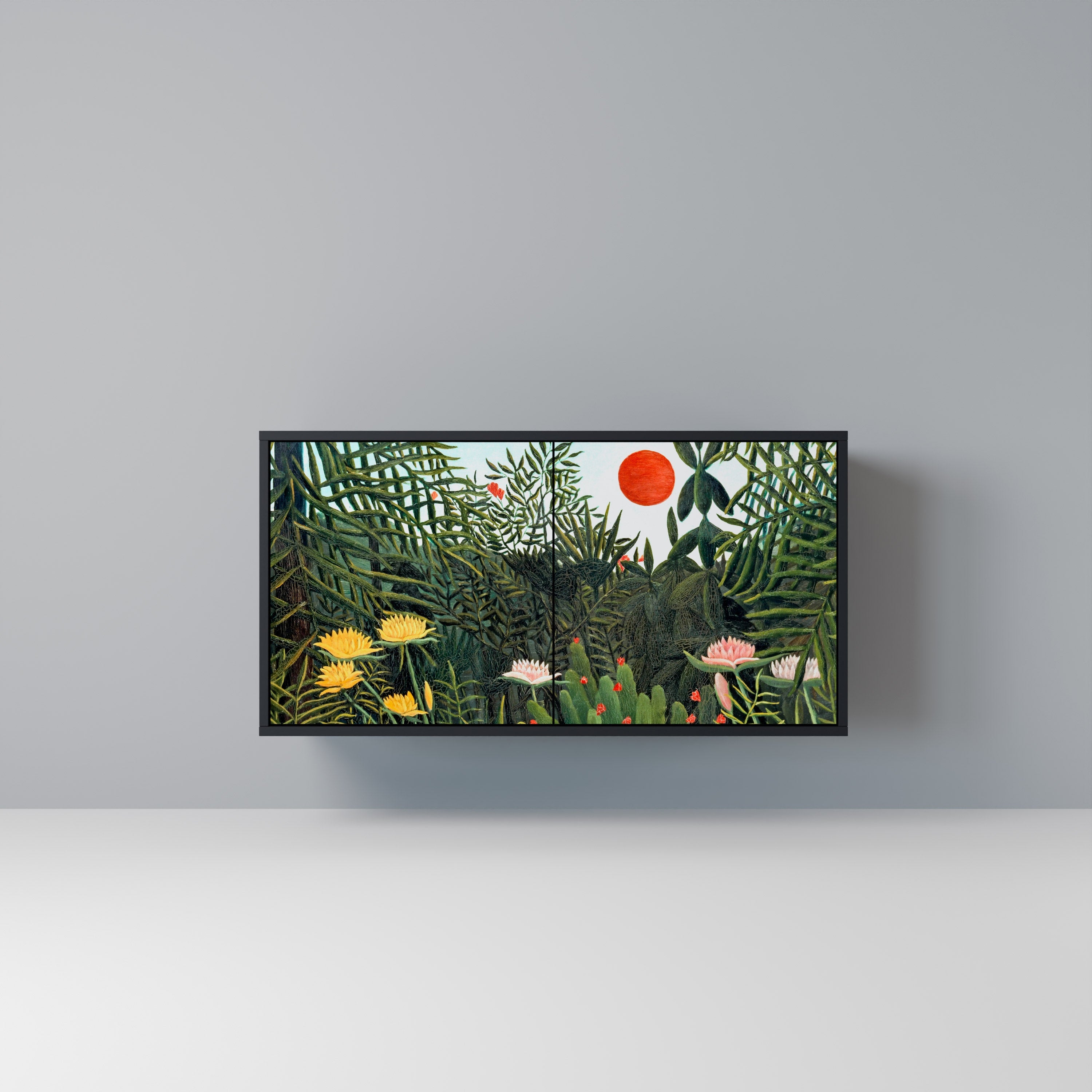 VIRGIN FOREST WITH SUNSET Sideboard mit 2 Türen in Schwarz